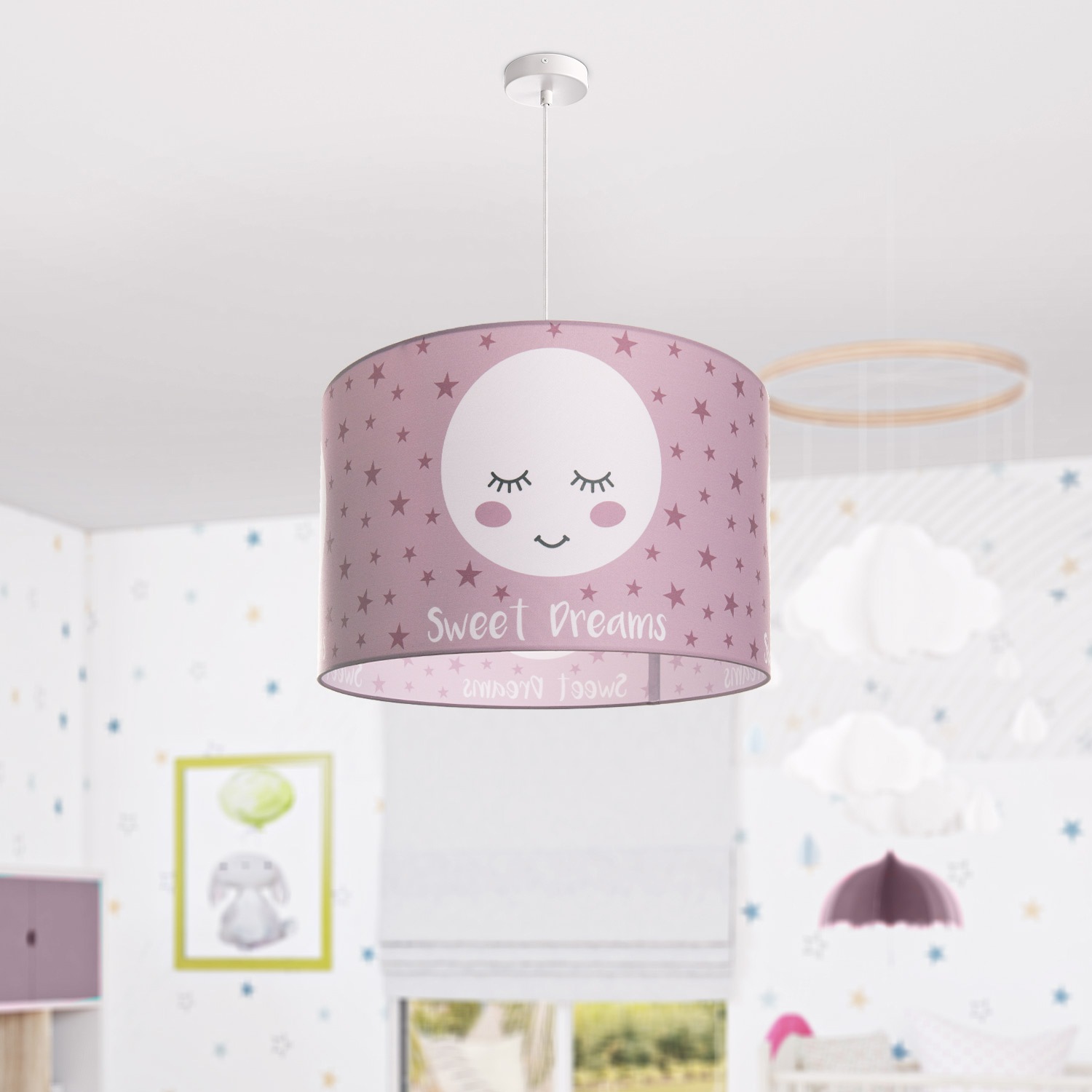 Paco Home Pendelleuchte »Aleyna 103« E27 Kinderlampe Deckenlampe LED  Kinderzimmer Lampe Mond-Motiv, E27