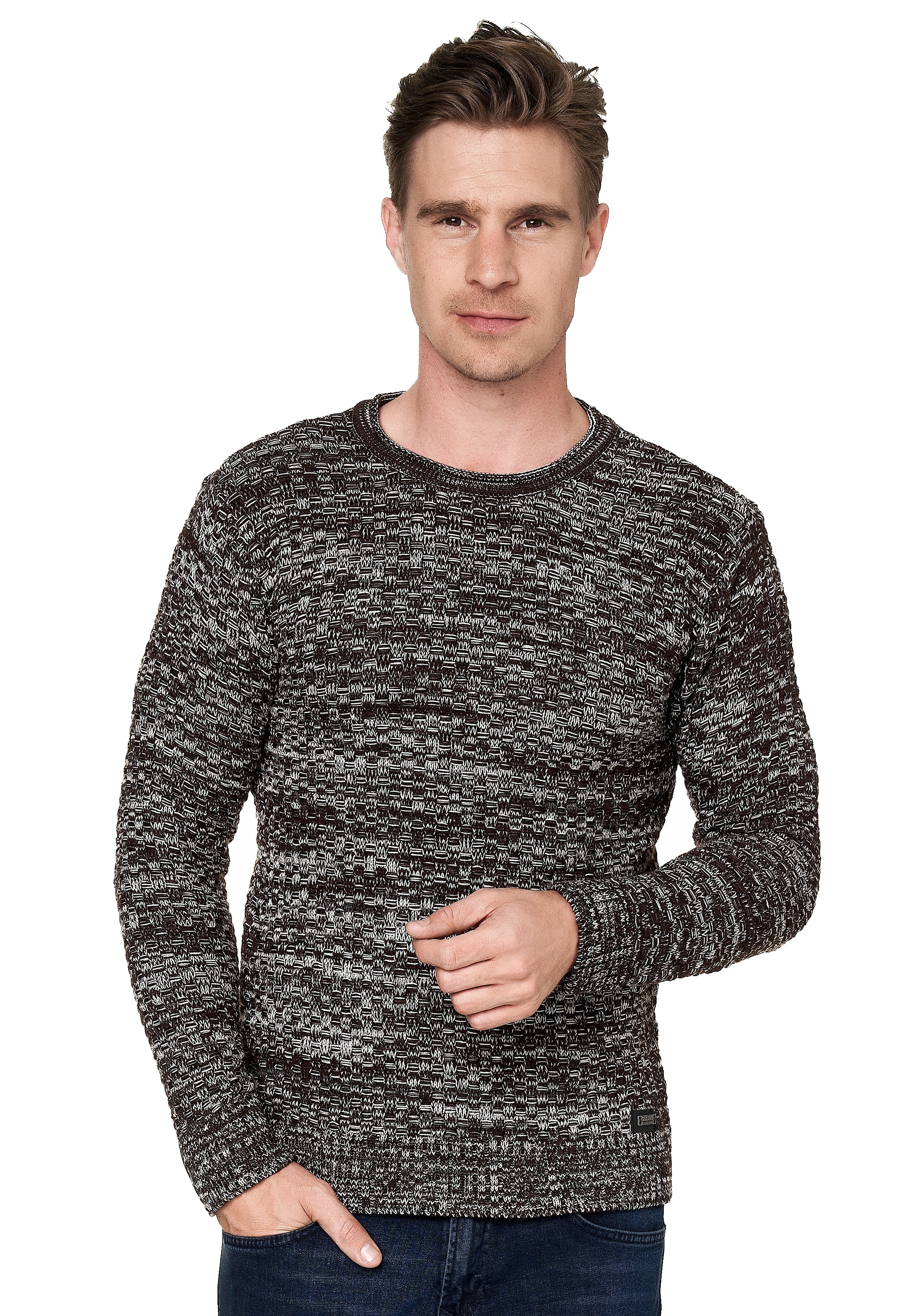 Rusty Neal Strickpullover, im melierten Design