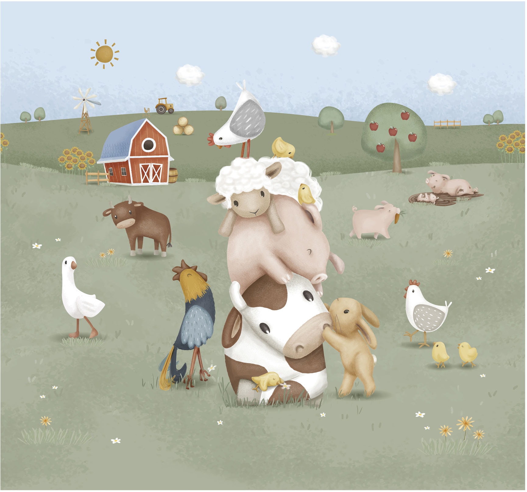 LITTLE DUTCH Vliestapete »Little Farm«, neutral, 280x300cm (LxB) ca. 8,4m2