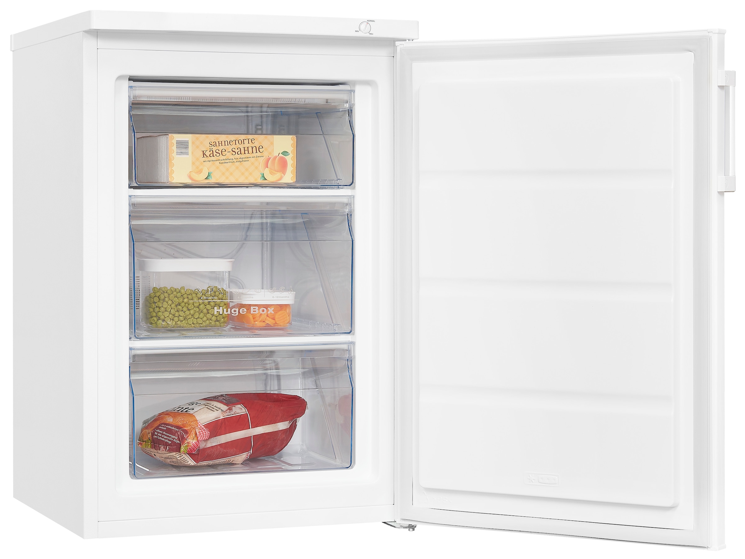 exquisit Gefrierschrank »GS81-H-010D weiss«, 85 cm hoch, 56 cm breit, 85 Liter Nutzinhalt, Flexibler Türanschlag, 4 Sterne Gefrieren