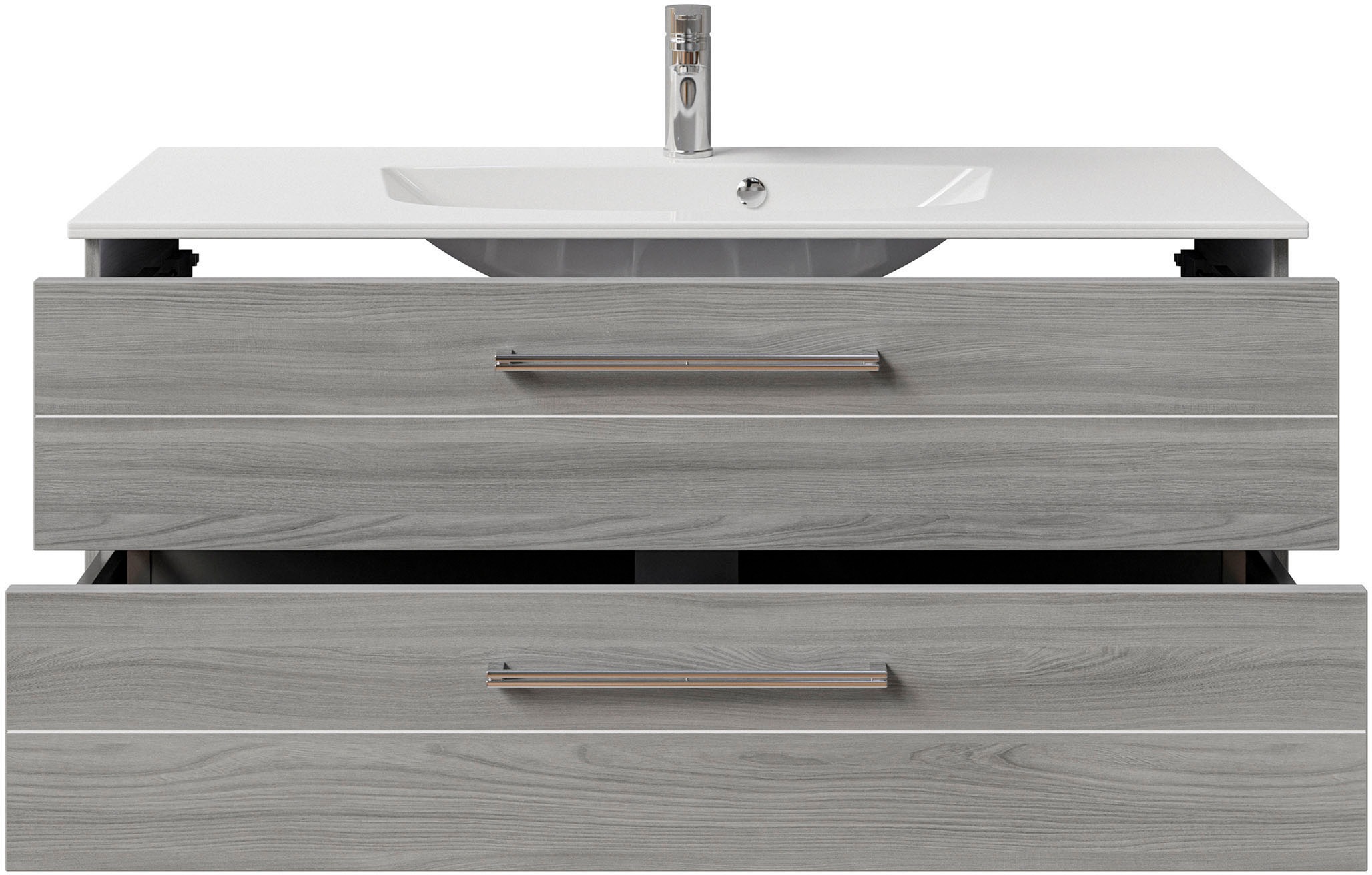 Saphir Waschtisch »Serie 6025 Mineralmarmor-Waschtisch mit Unterschrank, 117 cm breit«, Waschplatz mit 2 Schubladen, hängend, verschiedene Ausführungen
