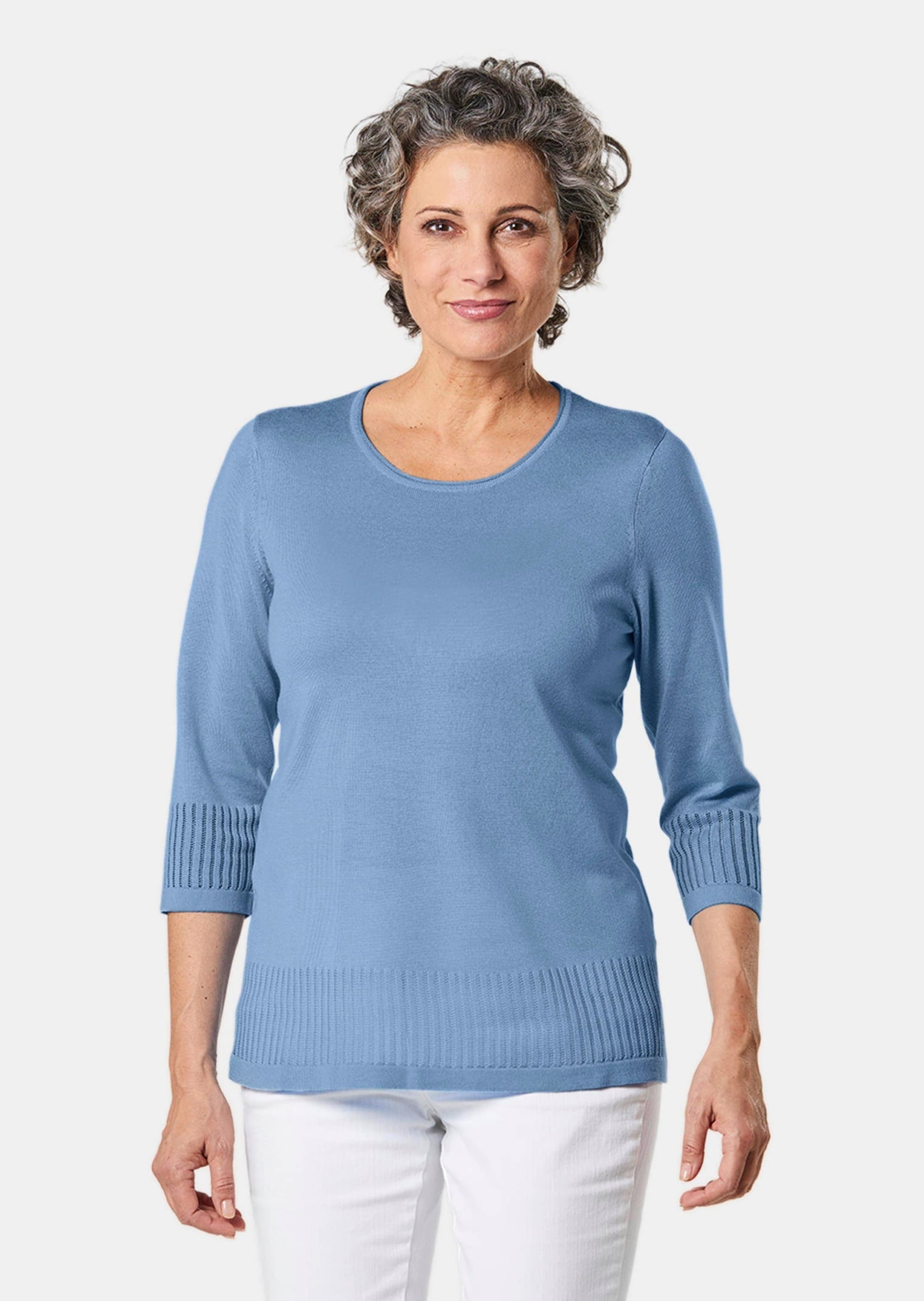 GOLDNER 3/4 Arm-Pullover »Gepflegter Ajour-Pullover mit femininen Durchbrüchen«