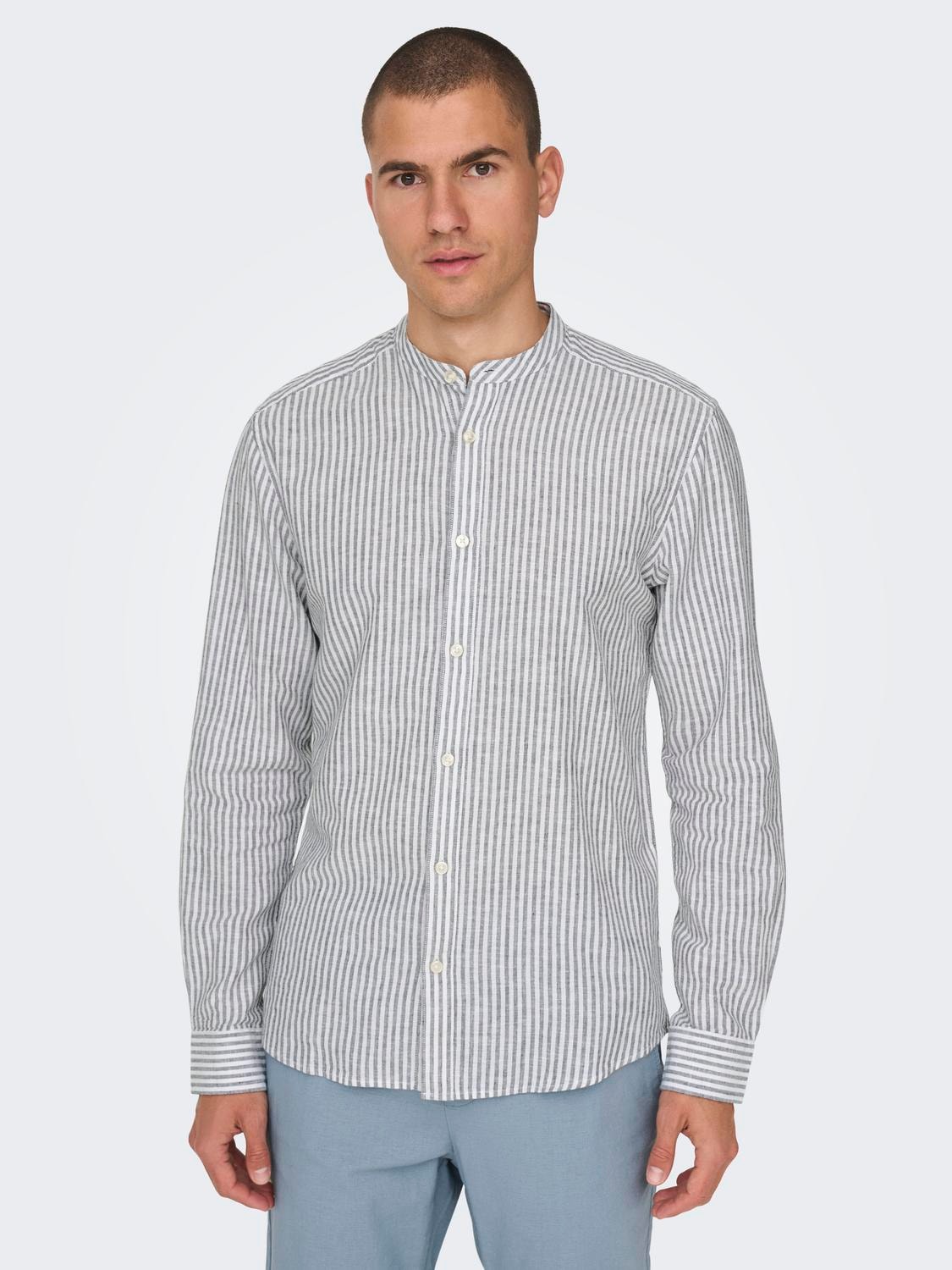 ONLY & SONS Langarmhemd "ONSCAIDEN LS MAO STRIPE LINEN SHIRT NOOS" günstig online kaufen