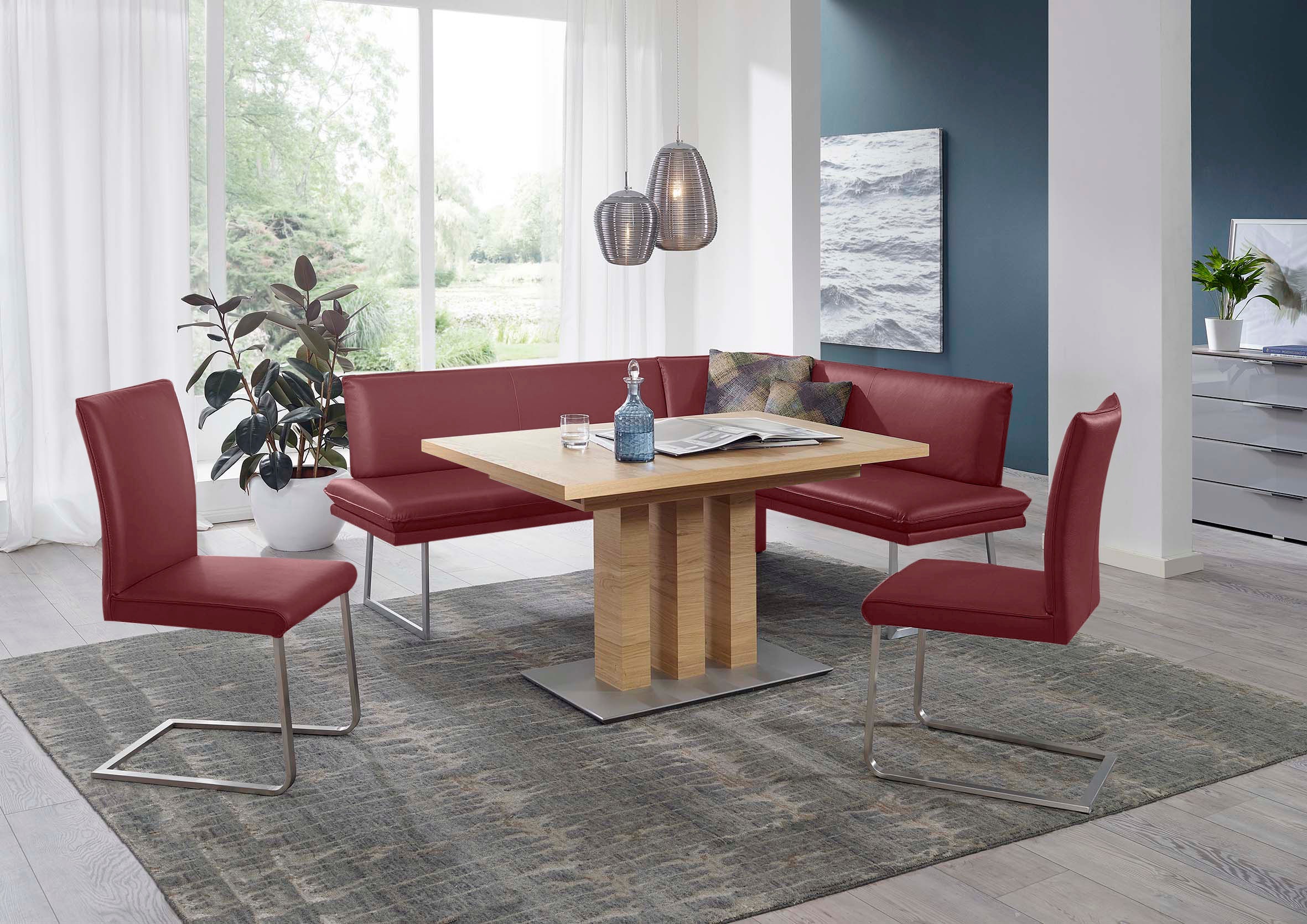 K+W Komfort & Wohnen Essgruppe "Santos III" 4 Stk. tlg. gepolsterte Eckbank günstig online kaufen