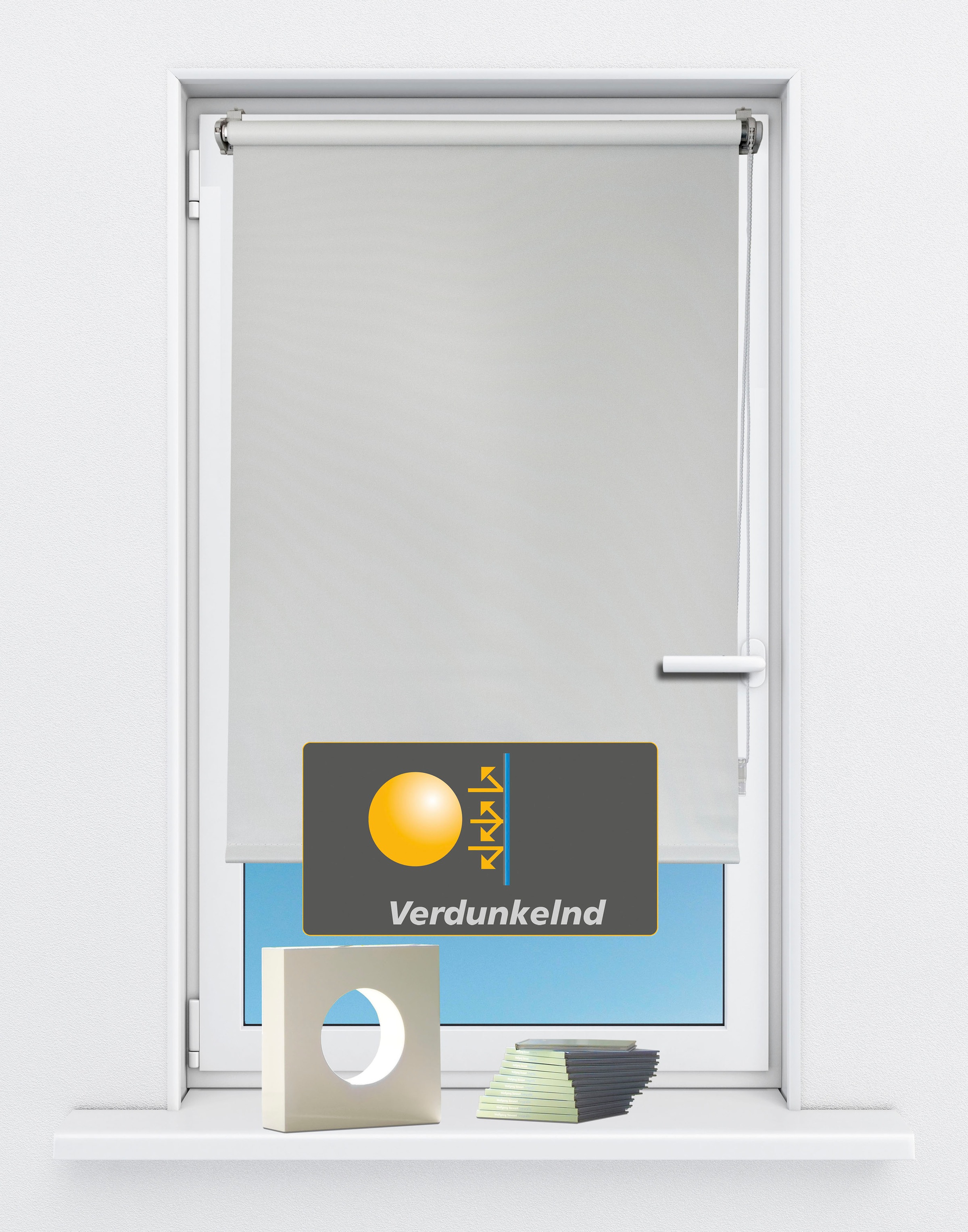 Seitenzugrollo KUTTI, B:80cm H:220cm, weiß, Polyester, Rollos, "Seitenzugrollo 'Luna', verdunkelnd, Klemmfix, ohne Bohren, Fixmaß", Sichtschutz,