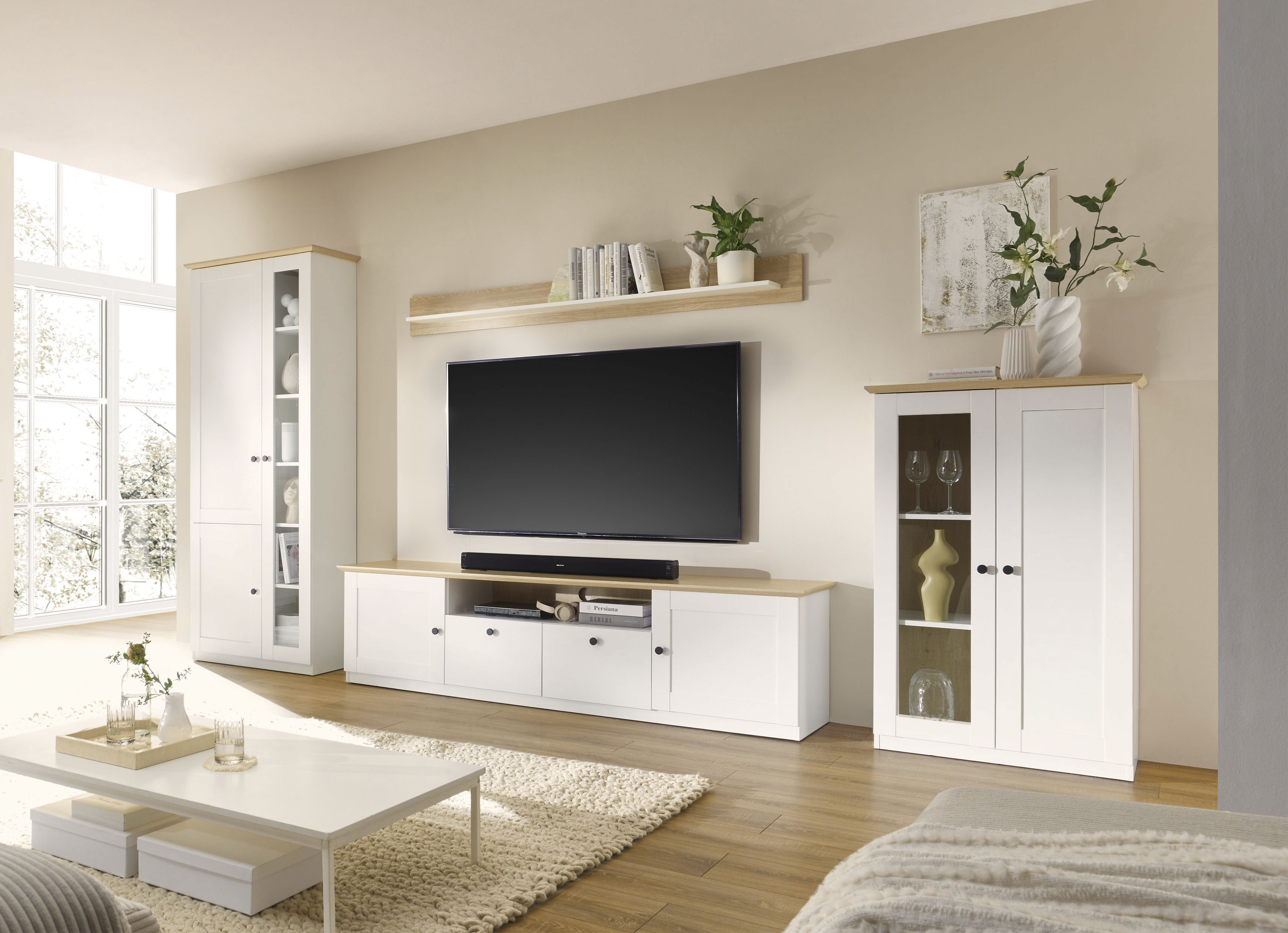 OTTO home Wohnwand "Brest, Anbauwand im Landhausstil, Komplettset, Wohnzimmer-Set" Set, 4 Stk. tlg.