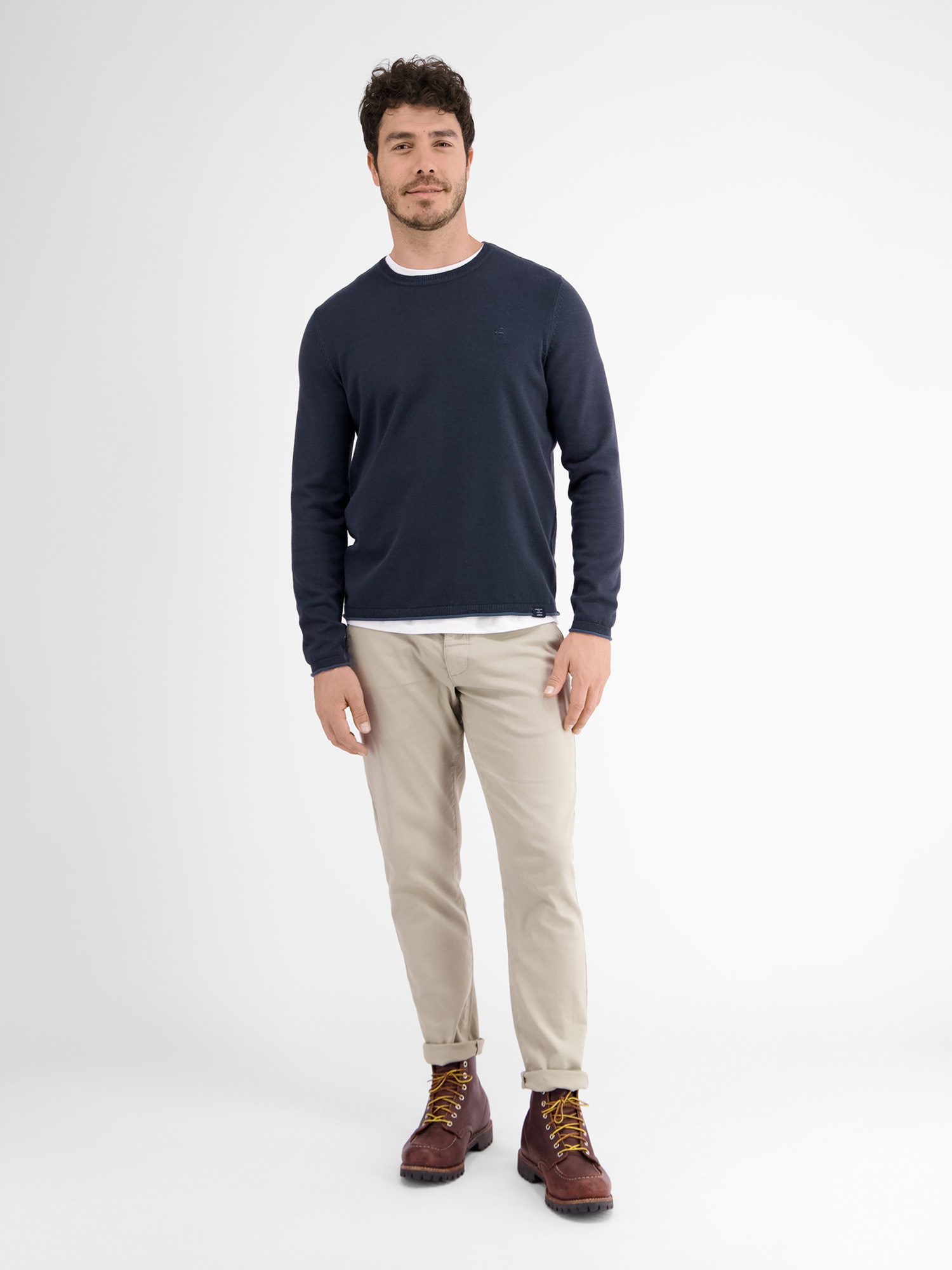 LERROS Strickpullover »LERROS Rundhalspullover, Flachstrick«