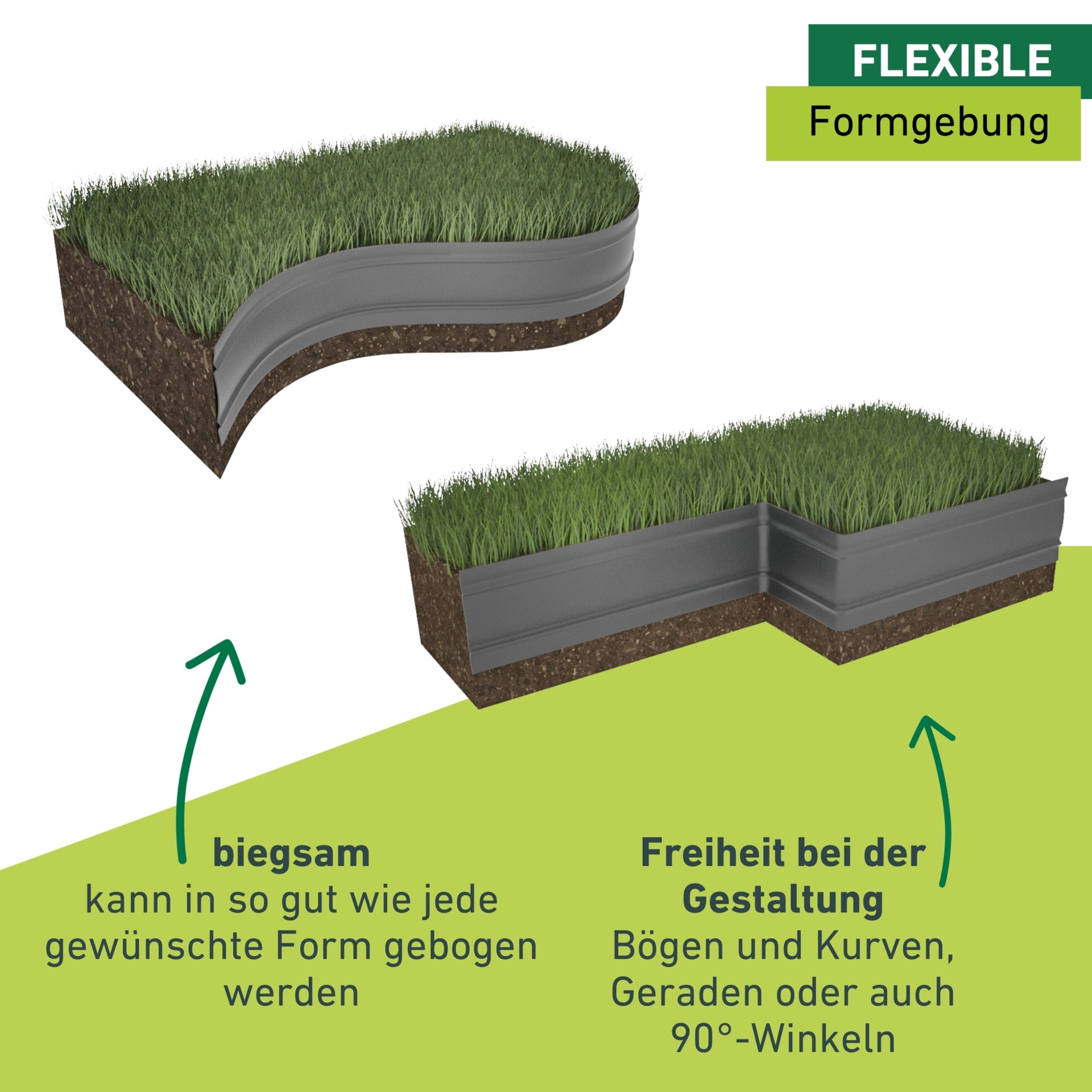 Windhager Rasenkante »und Gestaltungskante aus Kunststoff« biegsame Beetumrandung, 30 Jahre haltbar 12,5 cm x 800 cm, schwarz