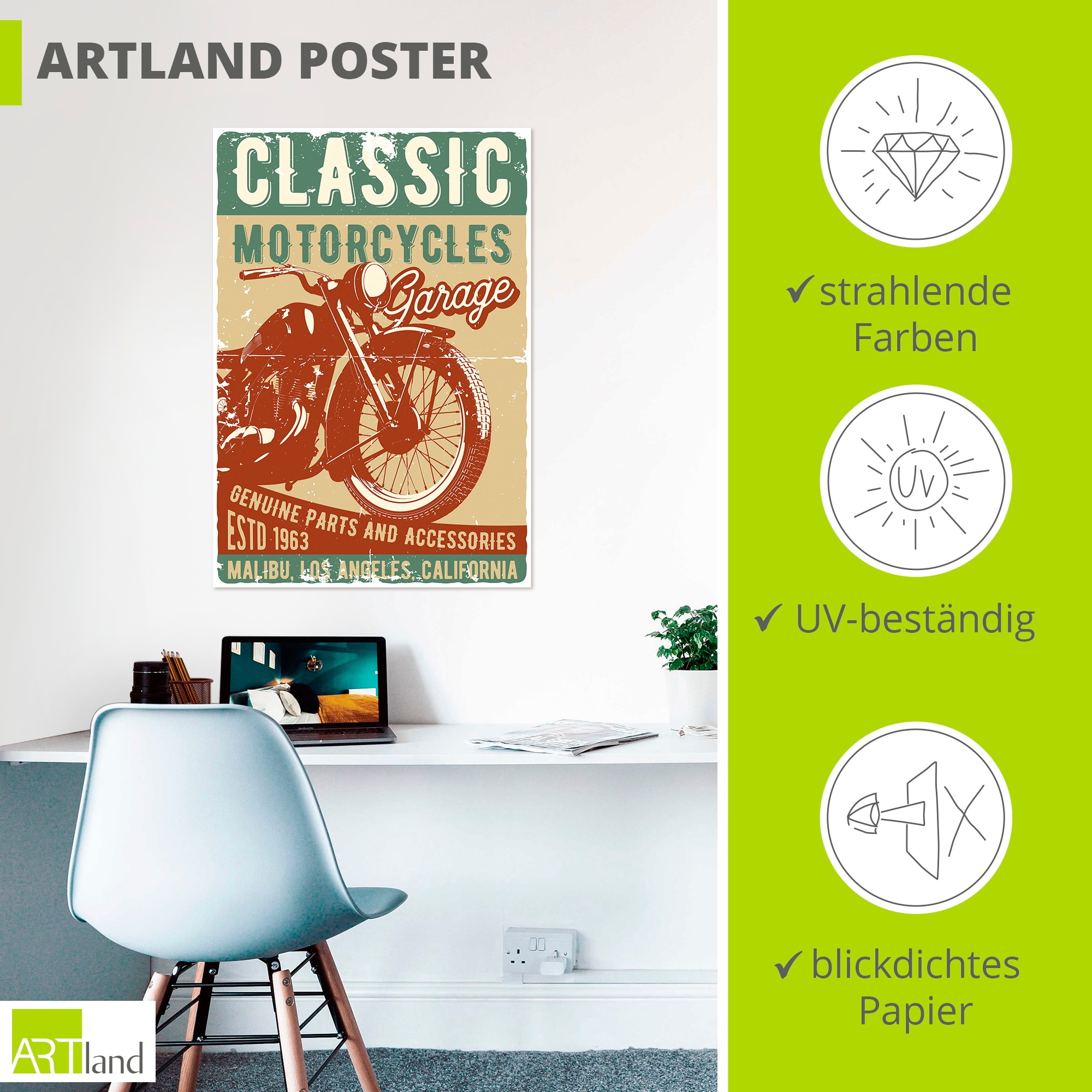 Artland Wandbild »Classic Motorcycles« 1 Stk. tlg. als Alubild, Leinwandbild, Poster, Wandaufkleber in verschied. Größen
