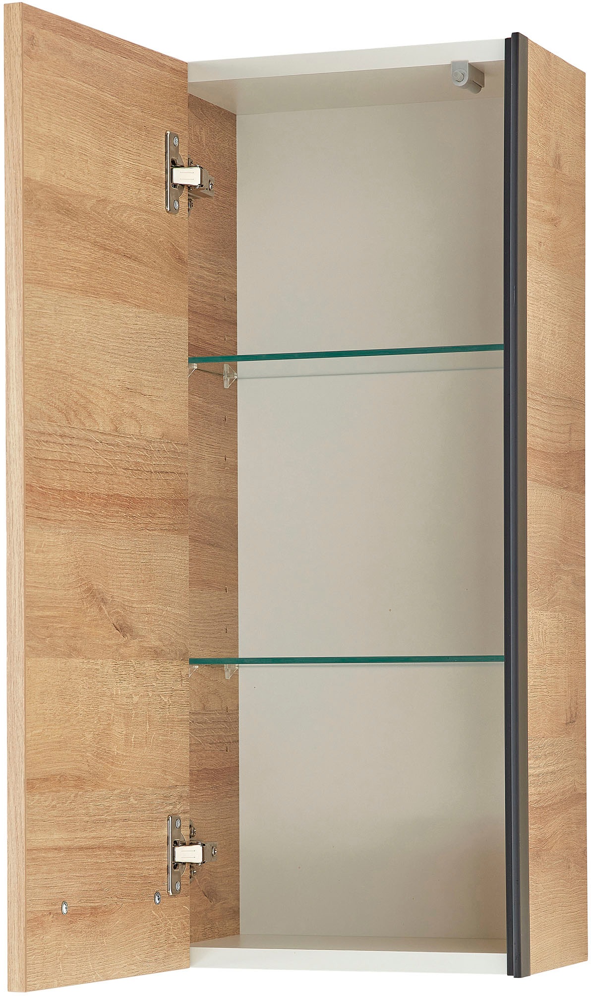 Saphir Hängeschrank »Quickset 395 Wand-Badschrank 30 cm breit mit 1 Tür und 2 Einlegeböden«, Badezimmer-Hängeschrank inkl. Türdämpfer, Griffe in Schwarz