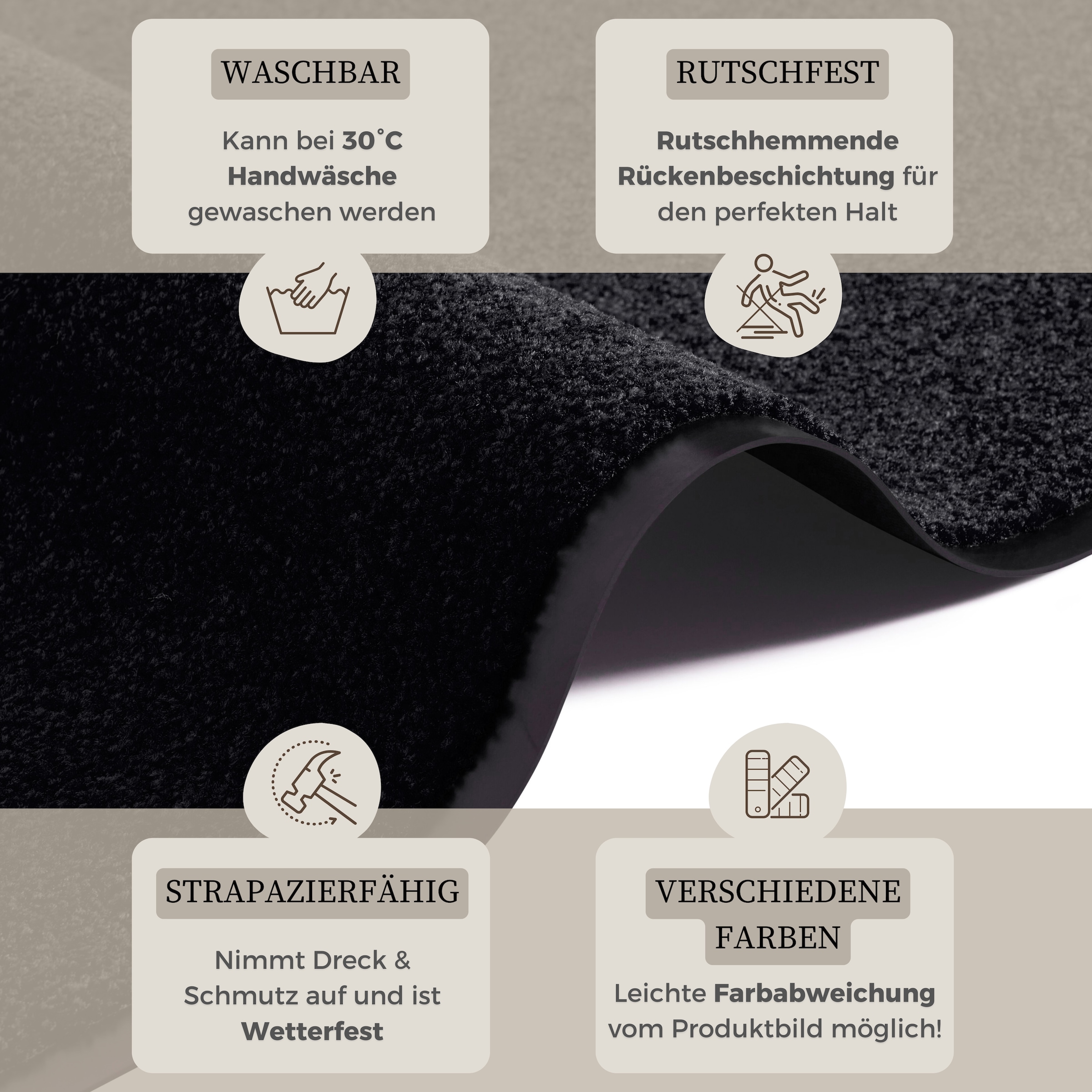 my home Fußmatte »Clean & Walk« rechteckig 7 mm Höhe Schmutzfangmatte, Türmatte, In- und Outdoor, Teppich, Läufer, waschbar