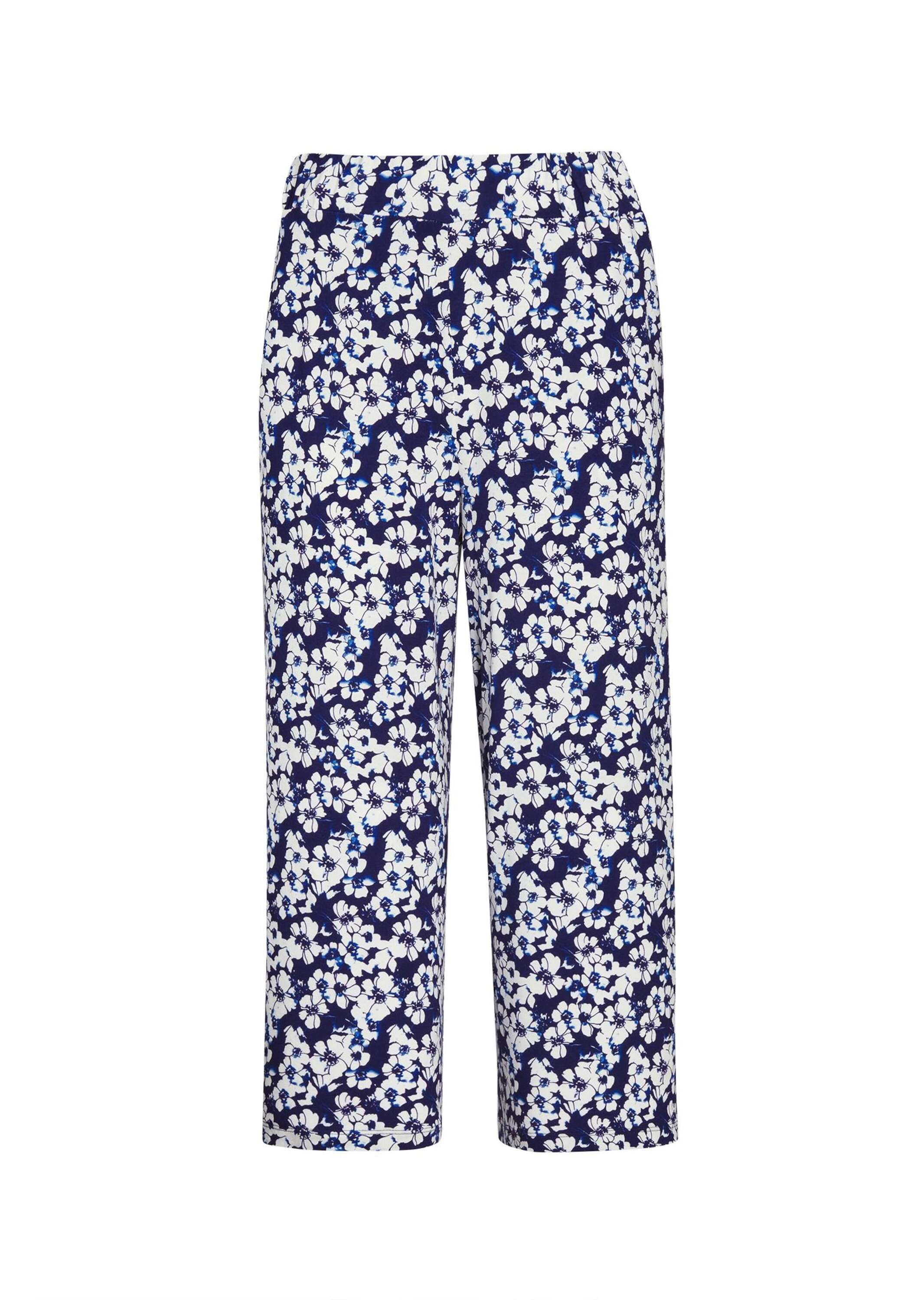 GOLDNER Damen 7/8-Hose "Attraktive Druckhose Louisa mit weichem Fall", blau, Gr. 40, Obermaterial: 96% Viskose CV. 4% Elasthan EL., Hosen