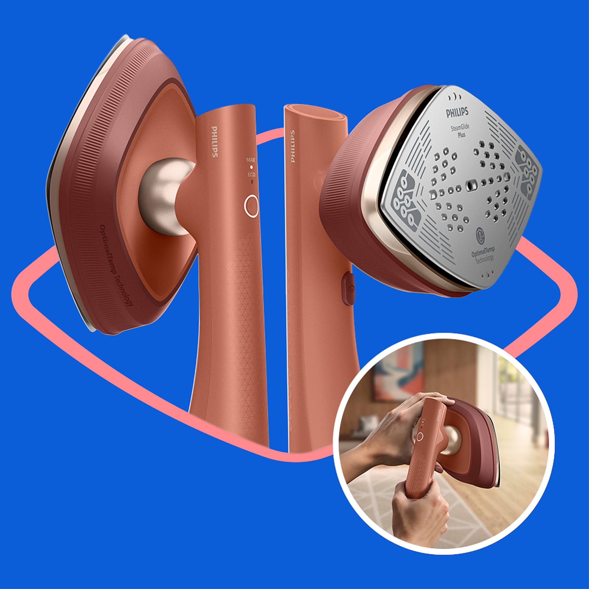 Philips Dampfbügeleisen »GC213/10 OneTurn 2-in-1 Bügeleisen & Steamer, StyleMat & Dock inkl.« 1800 W SteamGlide Plus, 200ml Wasserbehälter und 90 g Dampfstoß