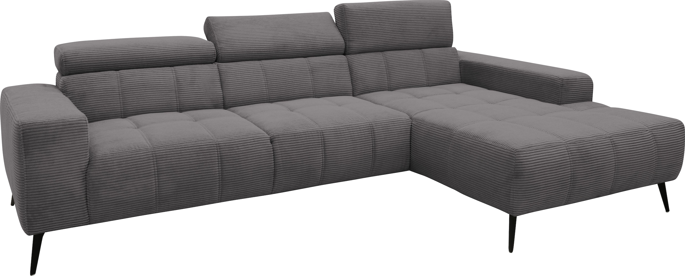 DOMO collection Ecksofa »Trento L-Form, mit Kufenfuß oder Einzelfuß«, wahlweise mit Kopfteilverstellung, Recamiere links/rechts bestellbar