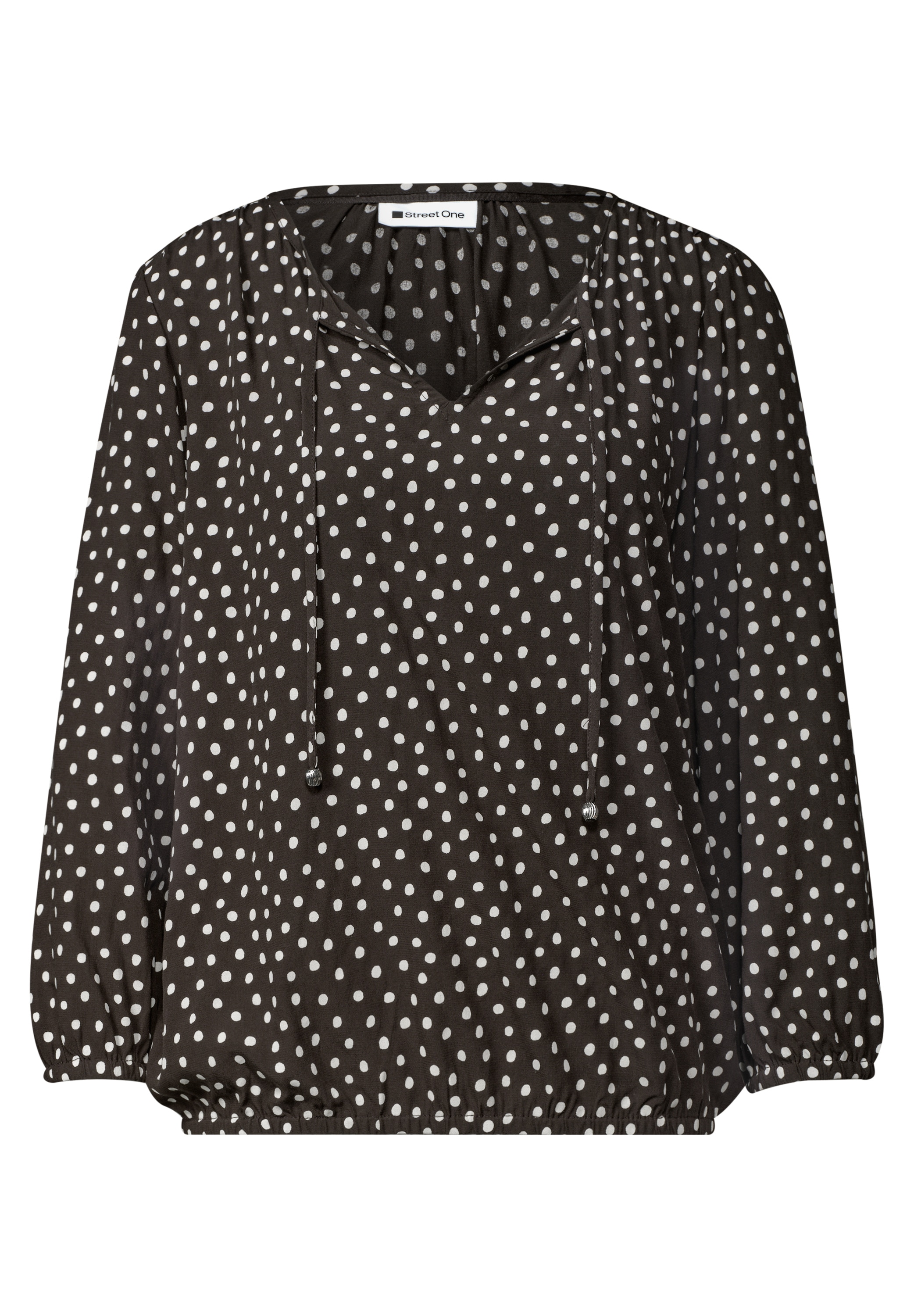 STREET ONE Shirtbluse mit geschlitztem Rundhalsausschnitt