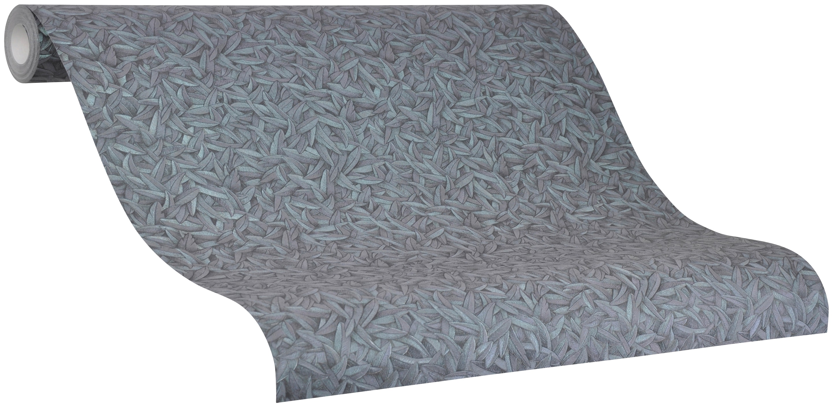 Glööckler Vliestapete 3D-Optik glänzend schimmernd Blattmotiv, moderne Tapete für Schlafzimmer Wohnzimmer Küche