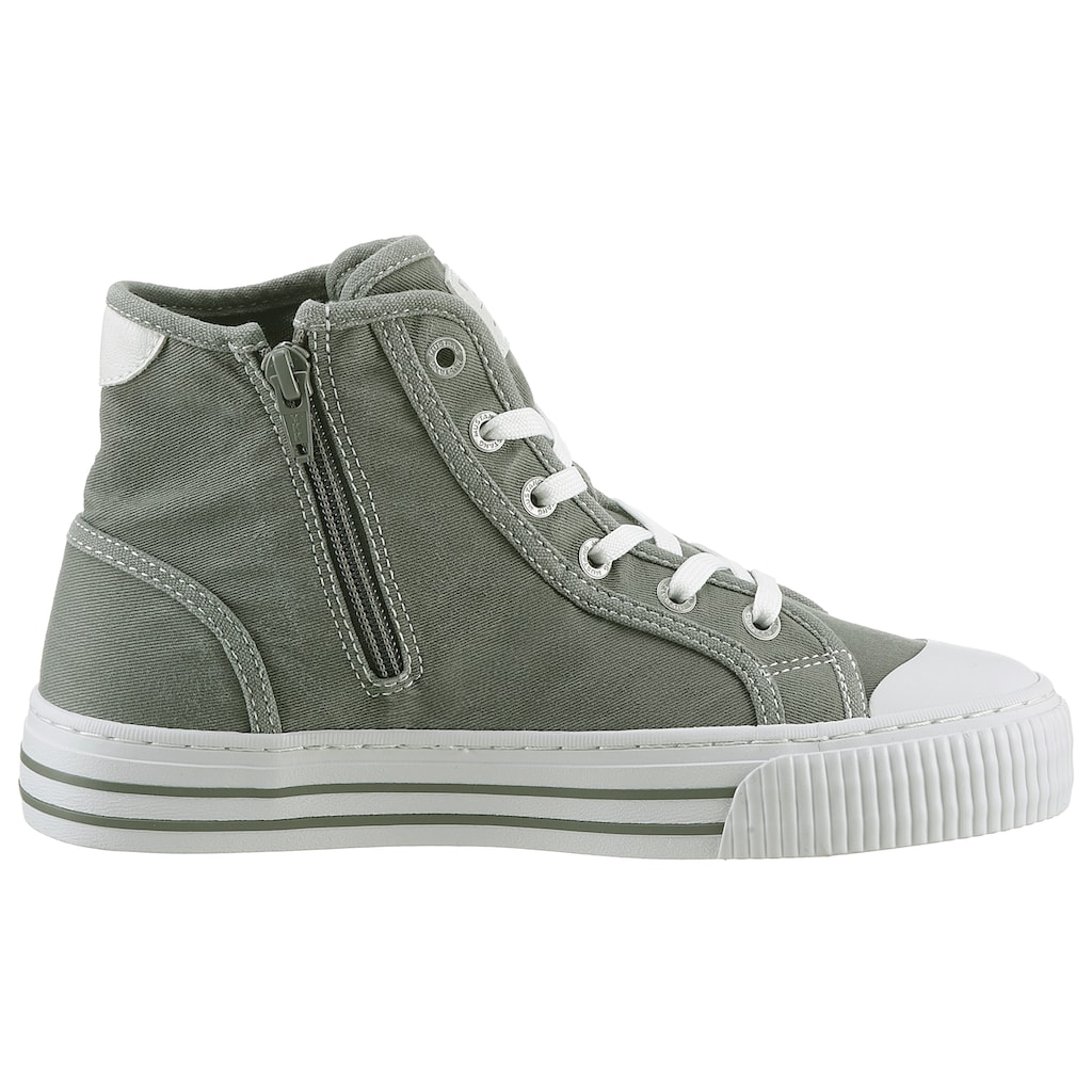 Mustang Shoes Plateausneaker, Schnürschuh, Freizeitschuh, High Top-Sneaker mit Reißverschluss