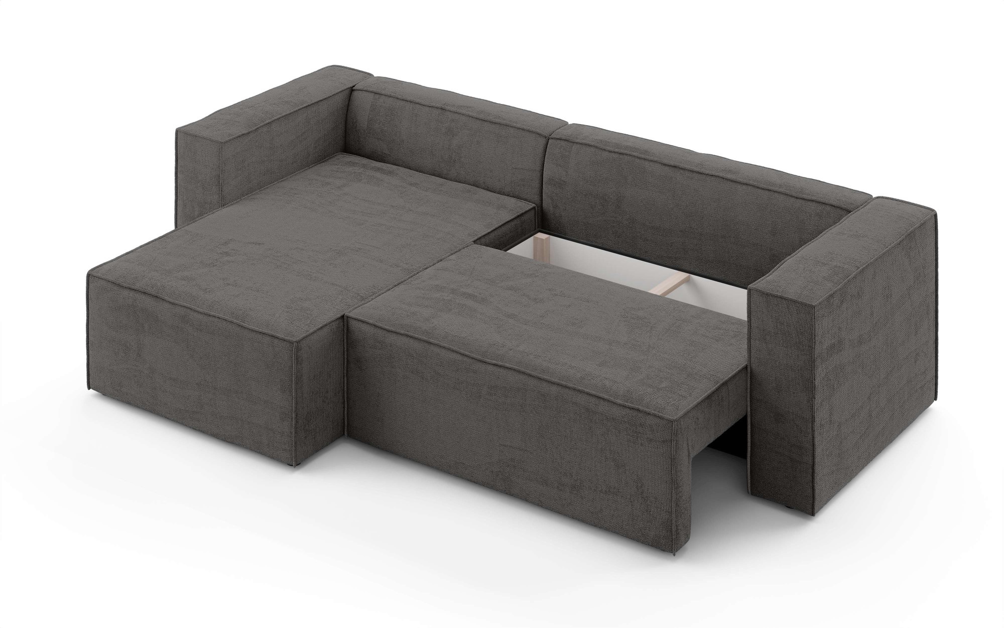 INOSIGN Ecksofa »LINCOLNVILLE mit Bettfunktion und Bettkasten, Maße B/H/T 244/76/150 cm«, L-Form mit Wellenunterfederung, Recamiere beidseitig montierbar