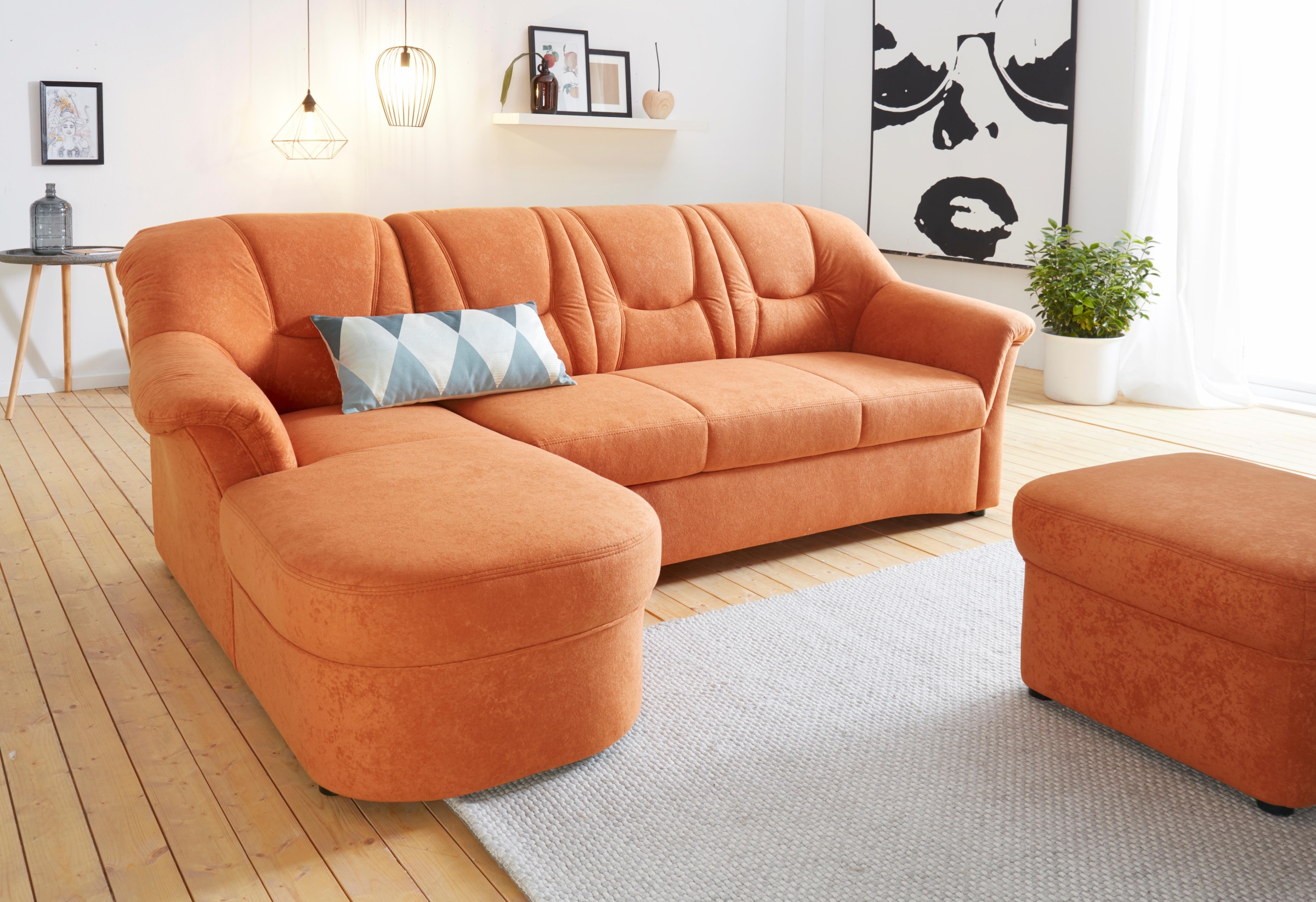 DOMO collection Ecksofa "SARAFINA 232x146 cm, auch mit Federkern für noch mehr Sitzkomfort" whlw. mit Bettfunktion, L-Form