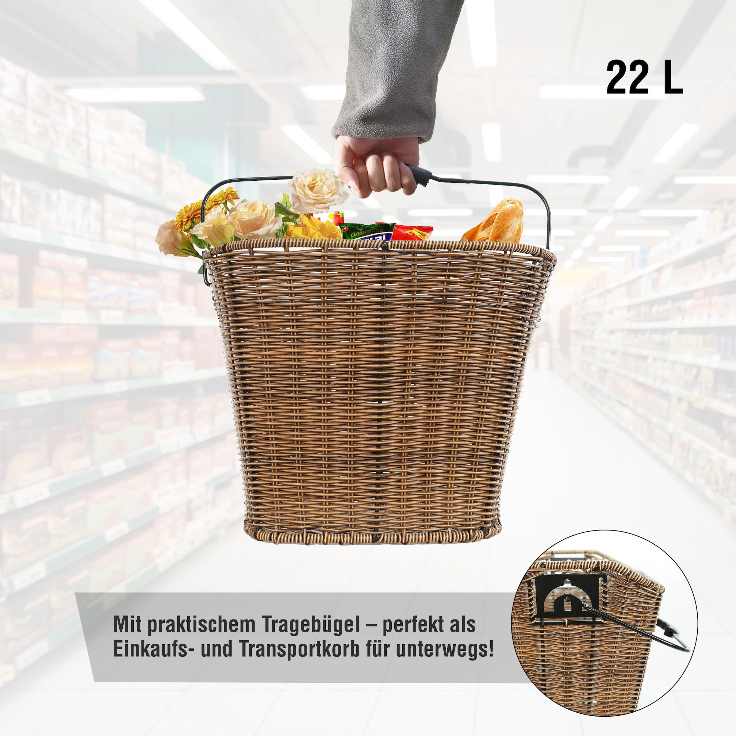 SachsenRad Fahrradkorb »Lenkerkorb mit Tragegriff«