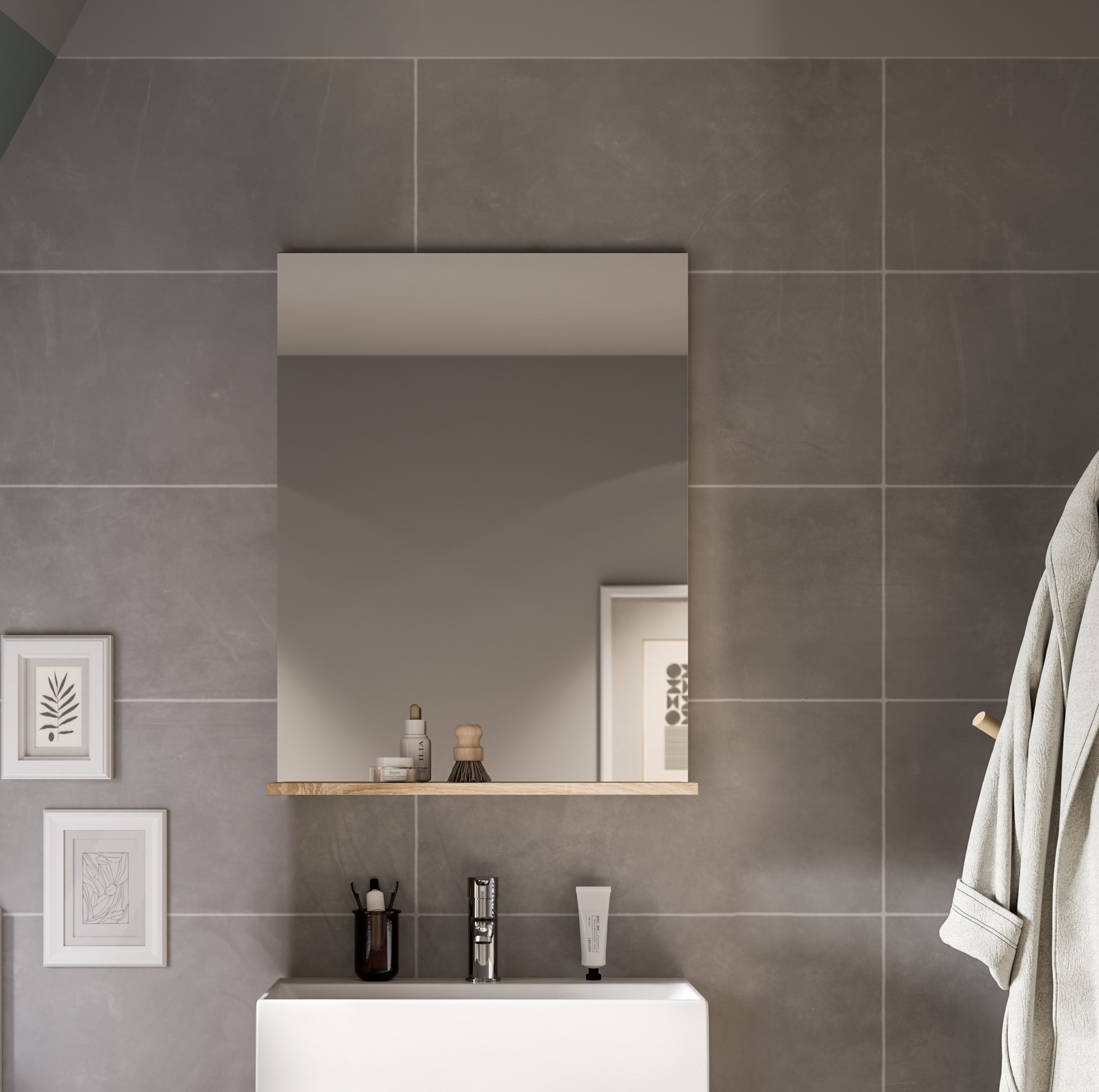 INOSIGN Badspiegel »Siena, Breite 60cm, 1 Ablageboden, hochwertiges Spiegelglas«, in verschiedenen Farben erhältlich, Badmöbel, Spiegel, Badezimmer