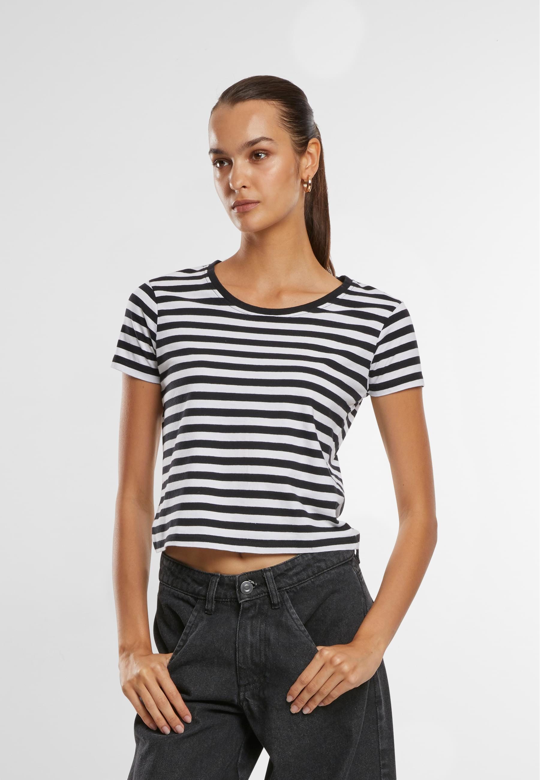 URBAN CLASSICS T-Shirt »Urban Classics Damen Ladies Short Striped Tee«, (1 tlg.)