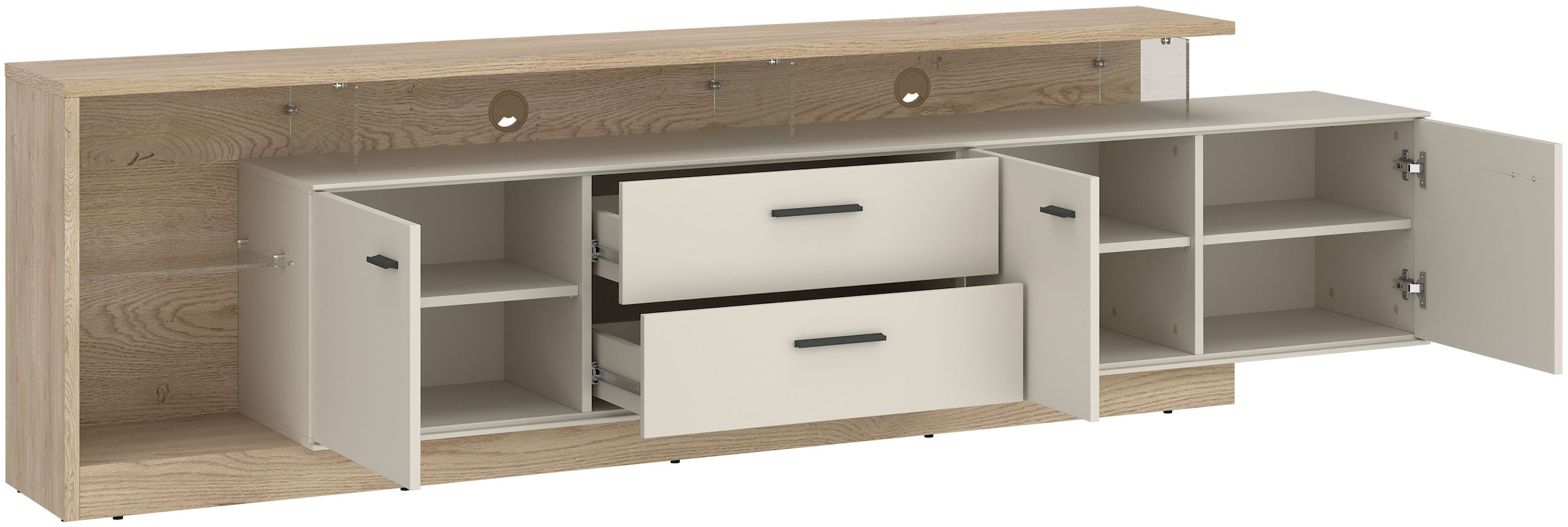 Home affaire Lowboard modernses Lowboard, Breite ca.236,4, 2 Türen und 2 Schubkasten