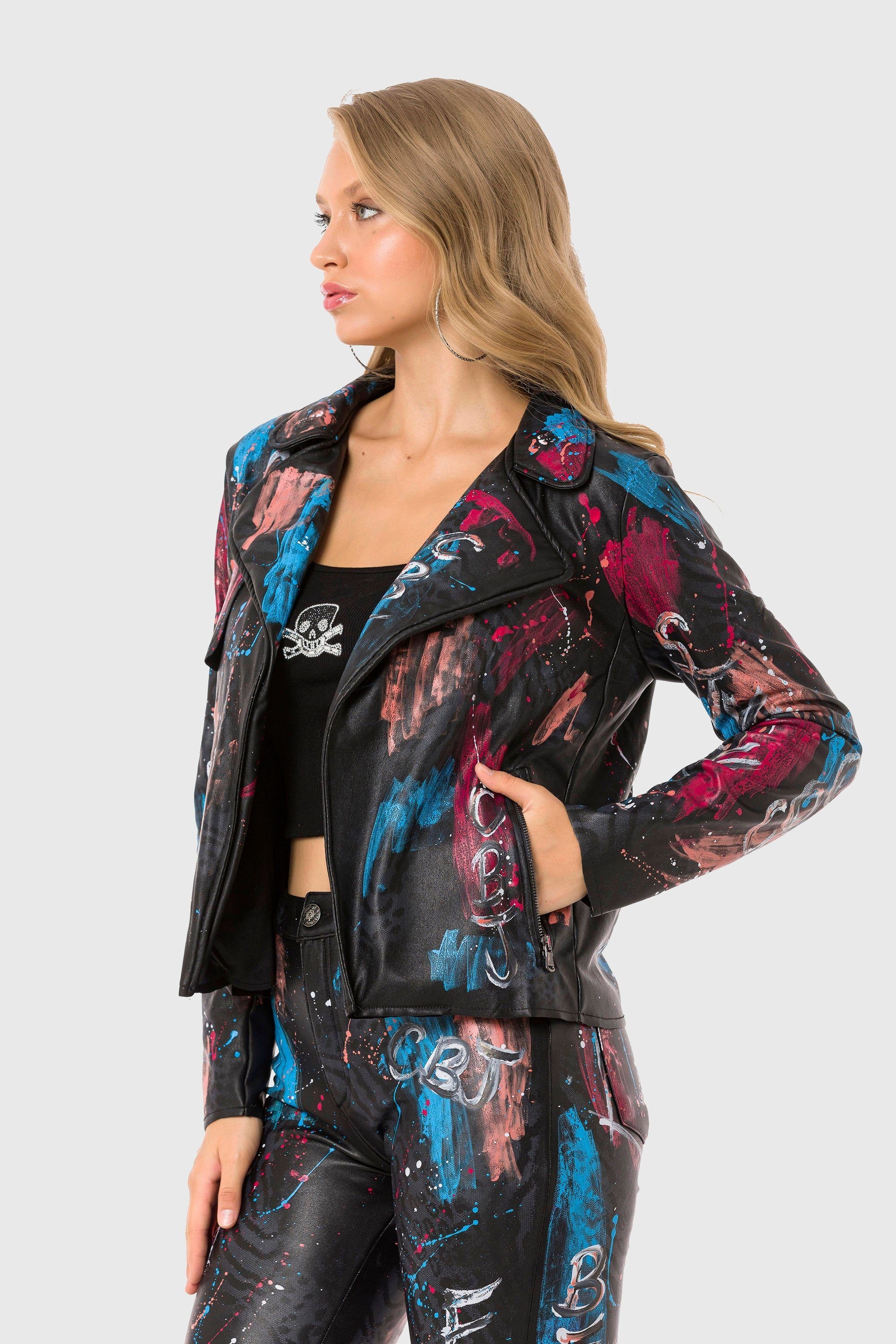 Cipo & Baxx Allwetterjacke »Jacken«, ohne Kapuze, mit trendigem Allover-Motiv