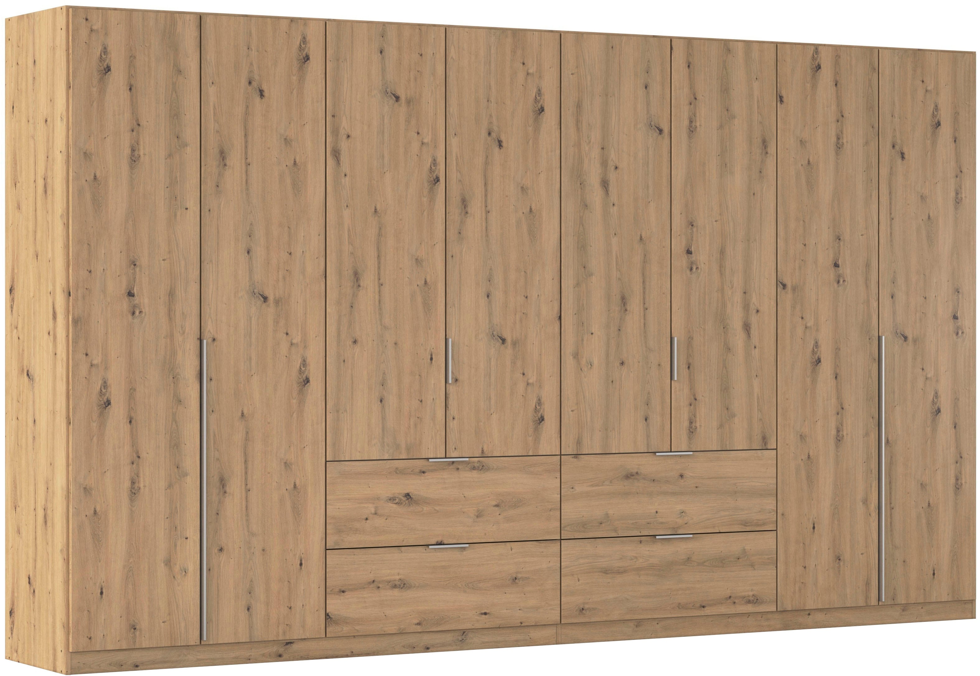 OTTO home Drehtürenschrank "Kleiderschrank Schrank Garderobe AGORDO mit Dekor- oder Hochglanzfront" in zwei Griff-Farben, Breite 360 cm, mit Außenschubkästen, Serie in 7 Breiten und 2 Höhen MADE IN GERMANY
