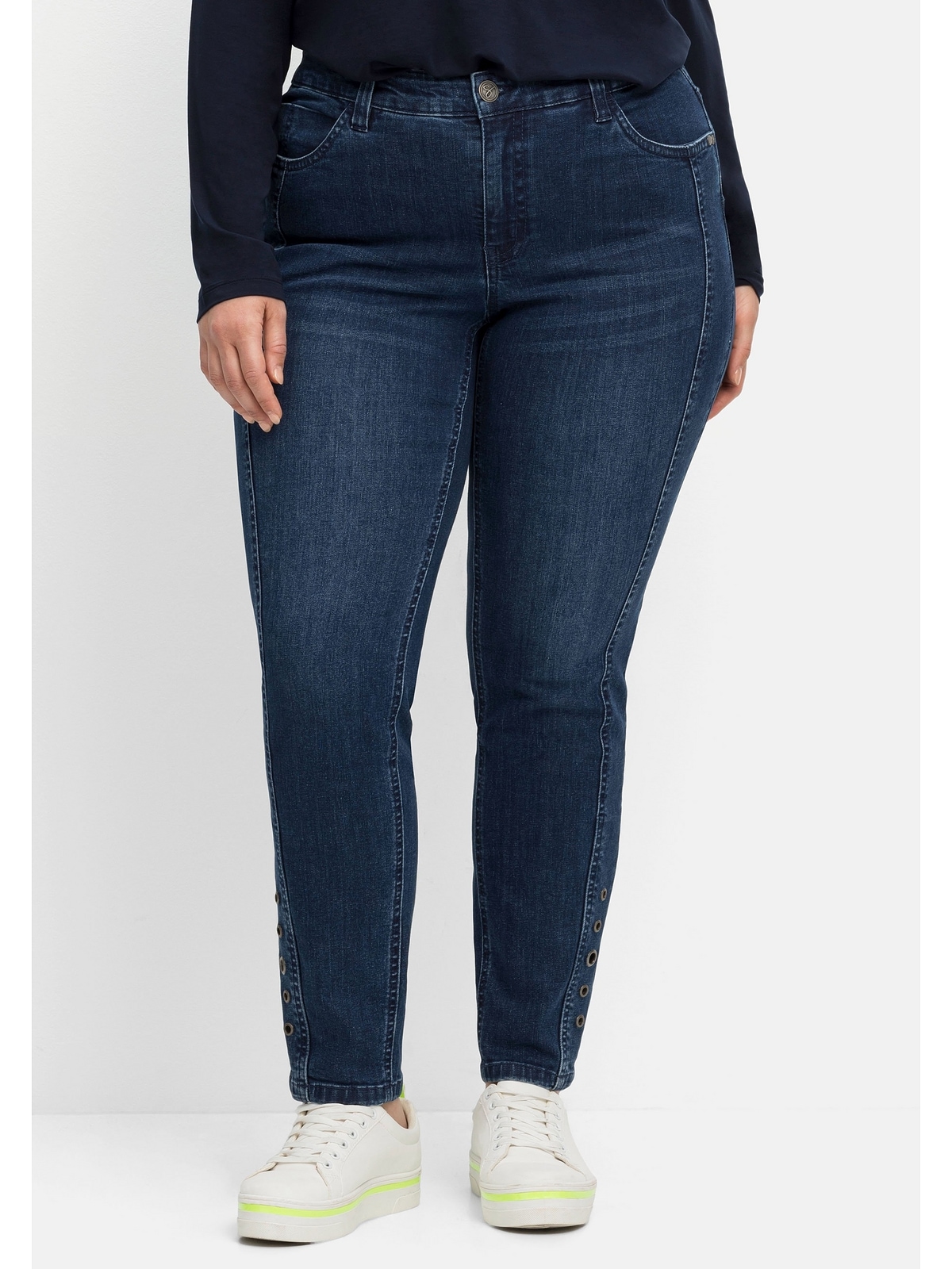 Five-Pocket-Form mit | in bestellen Sheego Stretch-Jeans »Große Größen«, BAUR Zierösen,