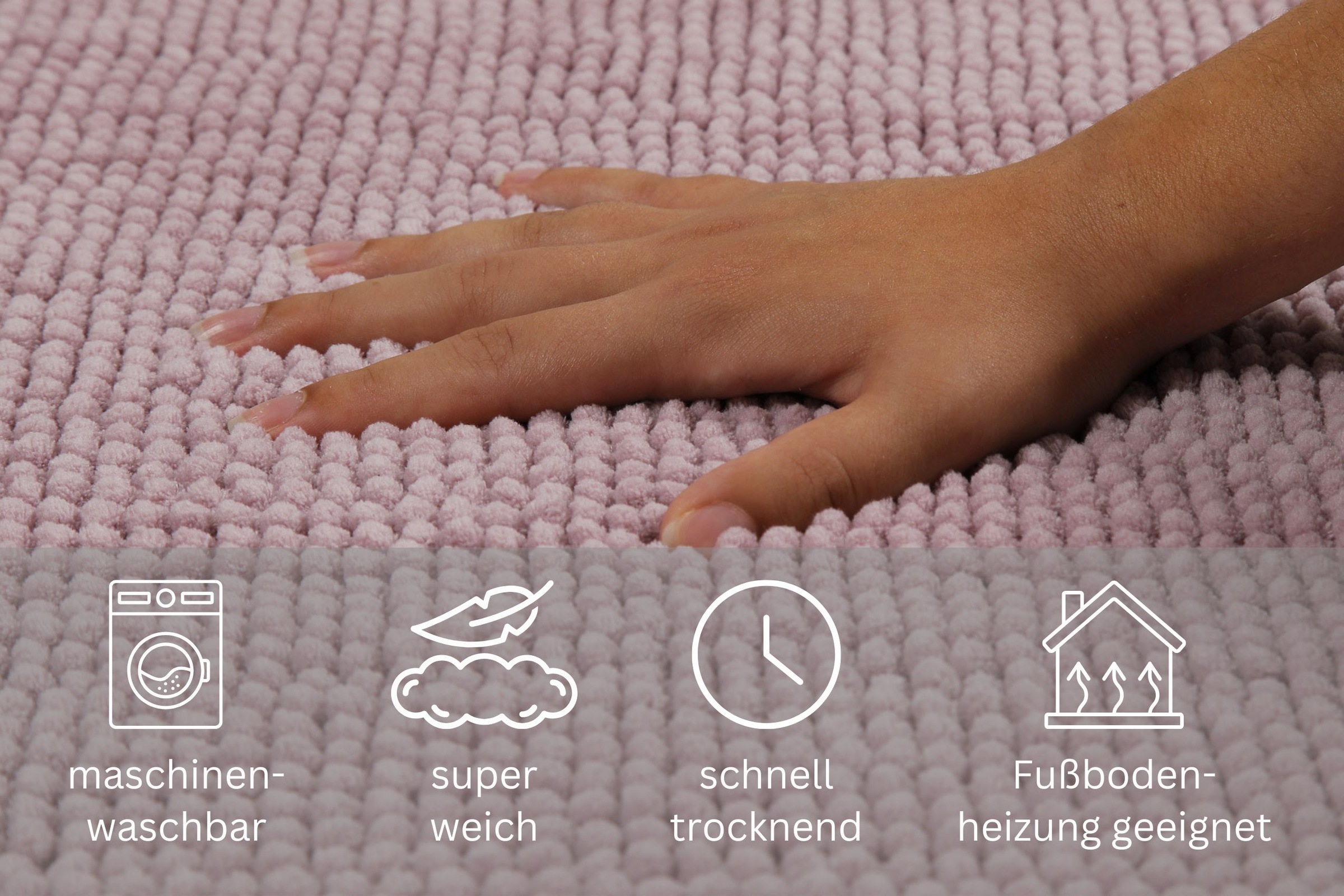 Thumbnail - OTTO home Badematte "Kaelan, weicher Chenille" Höhe 14 mm rutschhemmend beschichtet fußbodenheizungsgeeignet Badvorleger...
