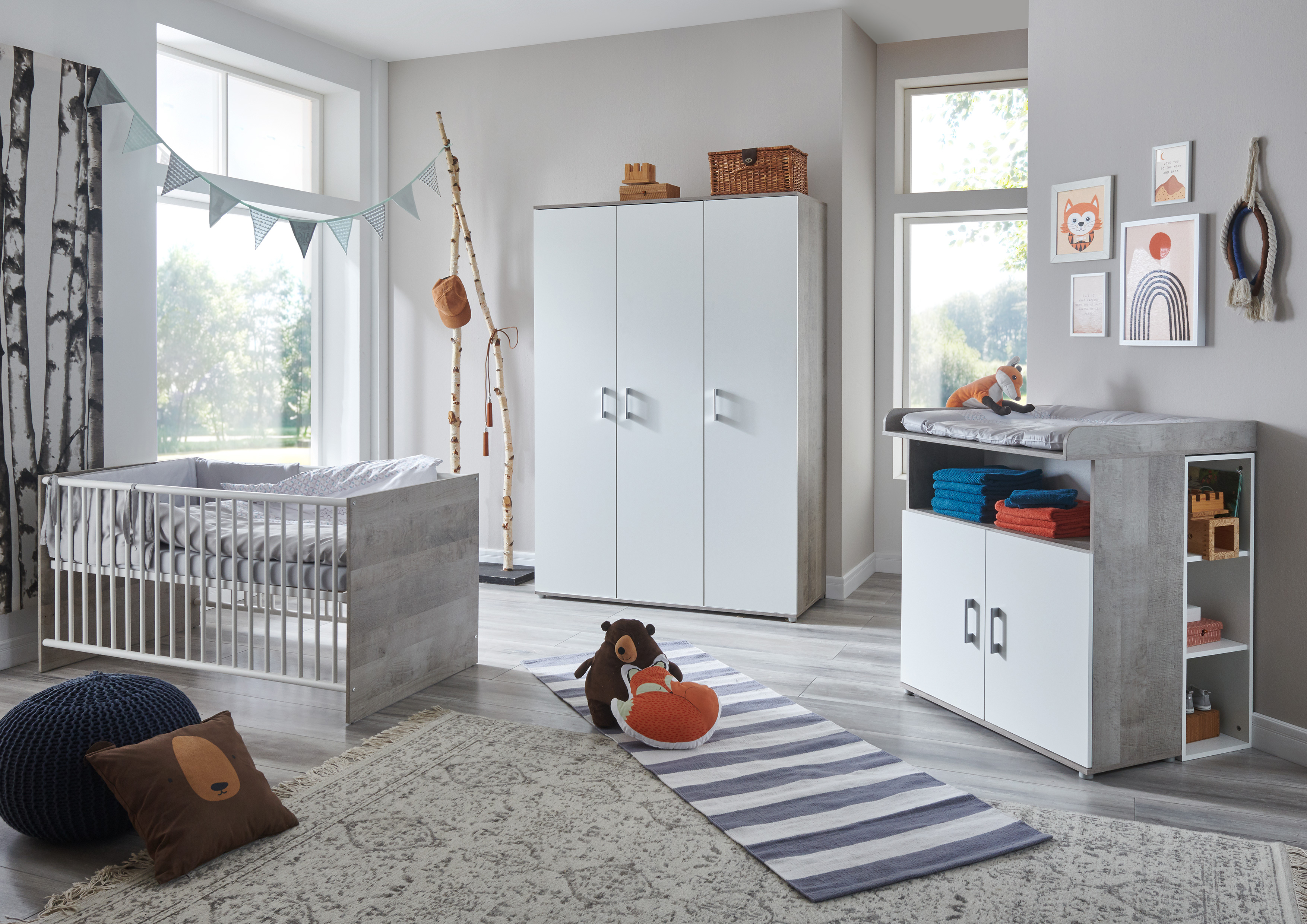 Black Friday arthur berndt Babyzimmer-Komplettset »Franzi«, (Set, 4 St.,  Kinderbett, Regal, Schrank, Wickelkommode), Made in Germany; mit Kinderbett,  Regal, Schrank und Wickelkommode | BAUR