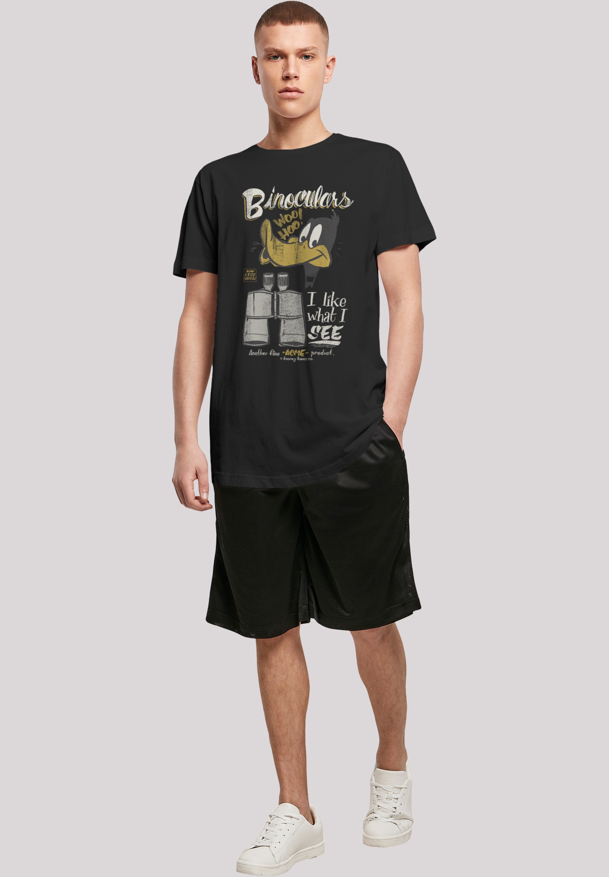 F4NT4STIC T-Shirt »Looney Tunes Daffy Duck Binoculars«, Herren,Premium Merch,Lang,Longshirt,Bedruckt