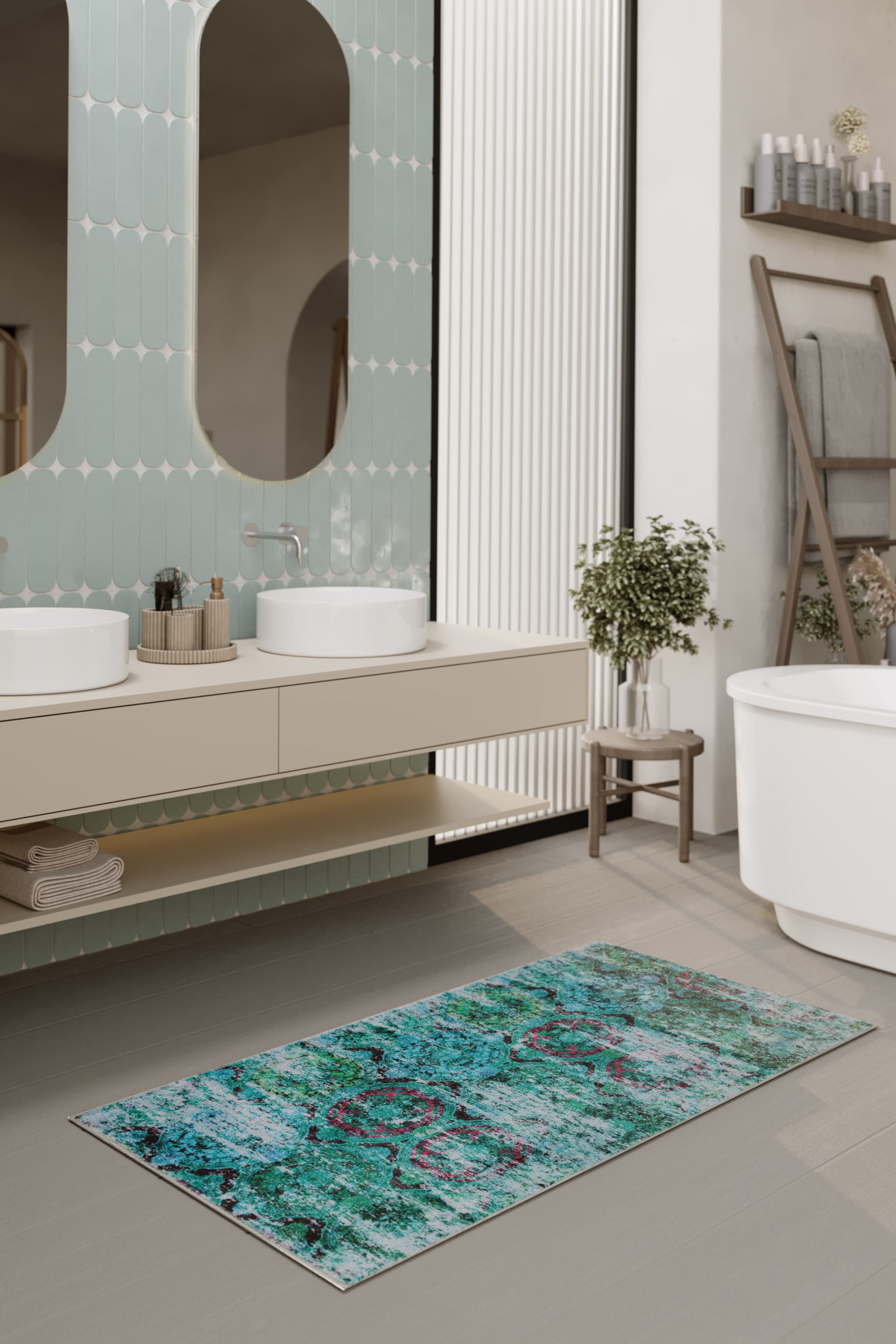 Wecon home Badematte »Beach Front«, fußbodenheizungsgeeignet, Vintage, waschbar, rutschfest, schnell trocknend, robust, Badteppich