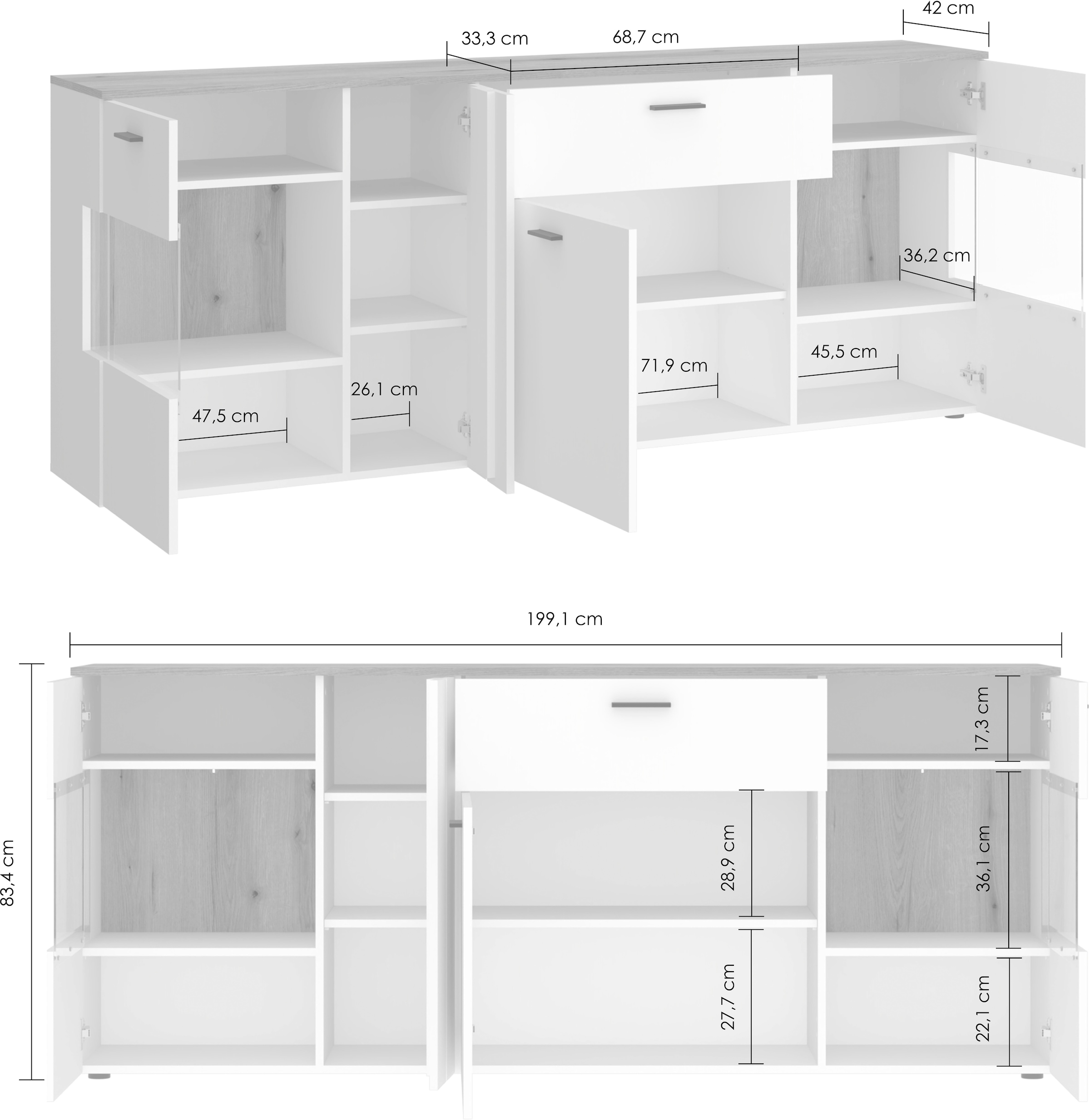 Home affaire Sideboard »Dalano« Breite ca.199 cm