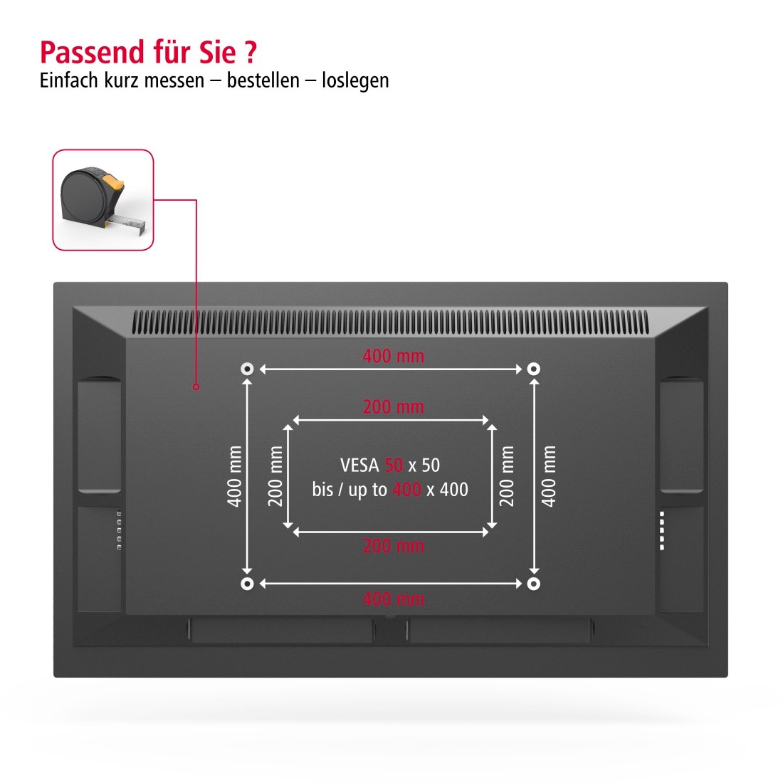 Hama TV-Wandhalterung »Wandhalterung (neigbar, 32" - 75", VESA 400x400)«, bis 191 cm Zoll