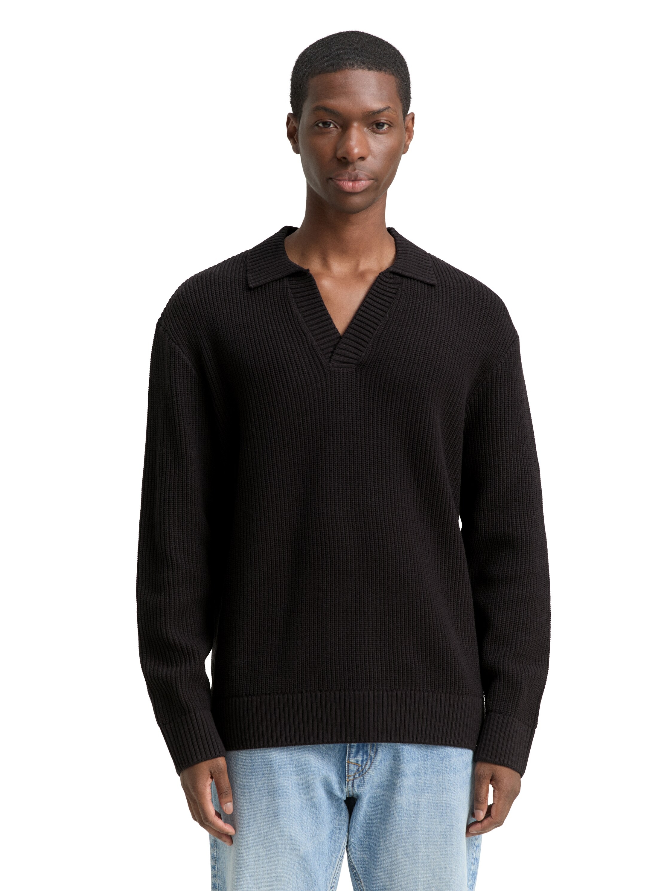 TOM TAILOR Denim Polokragenpullover mit Rippbündchen günstig online kaufen