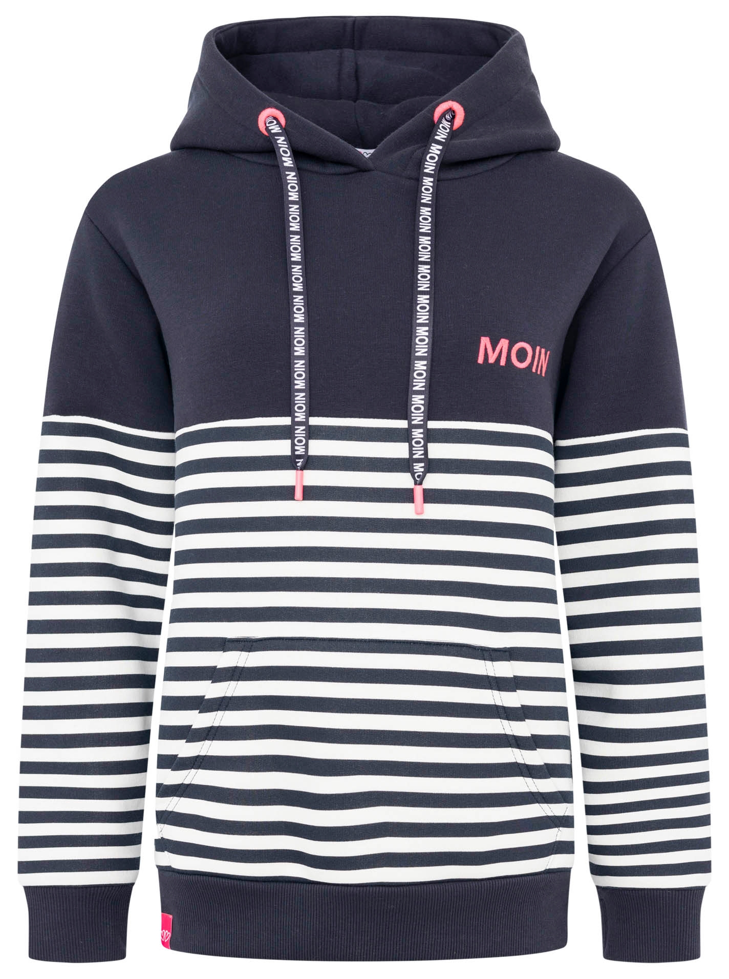 Zwillingsherz Hoodie »"Moin Streifen"«, mit Moin und Anker Stickerei und bedruckter Kordel, gestreift