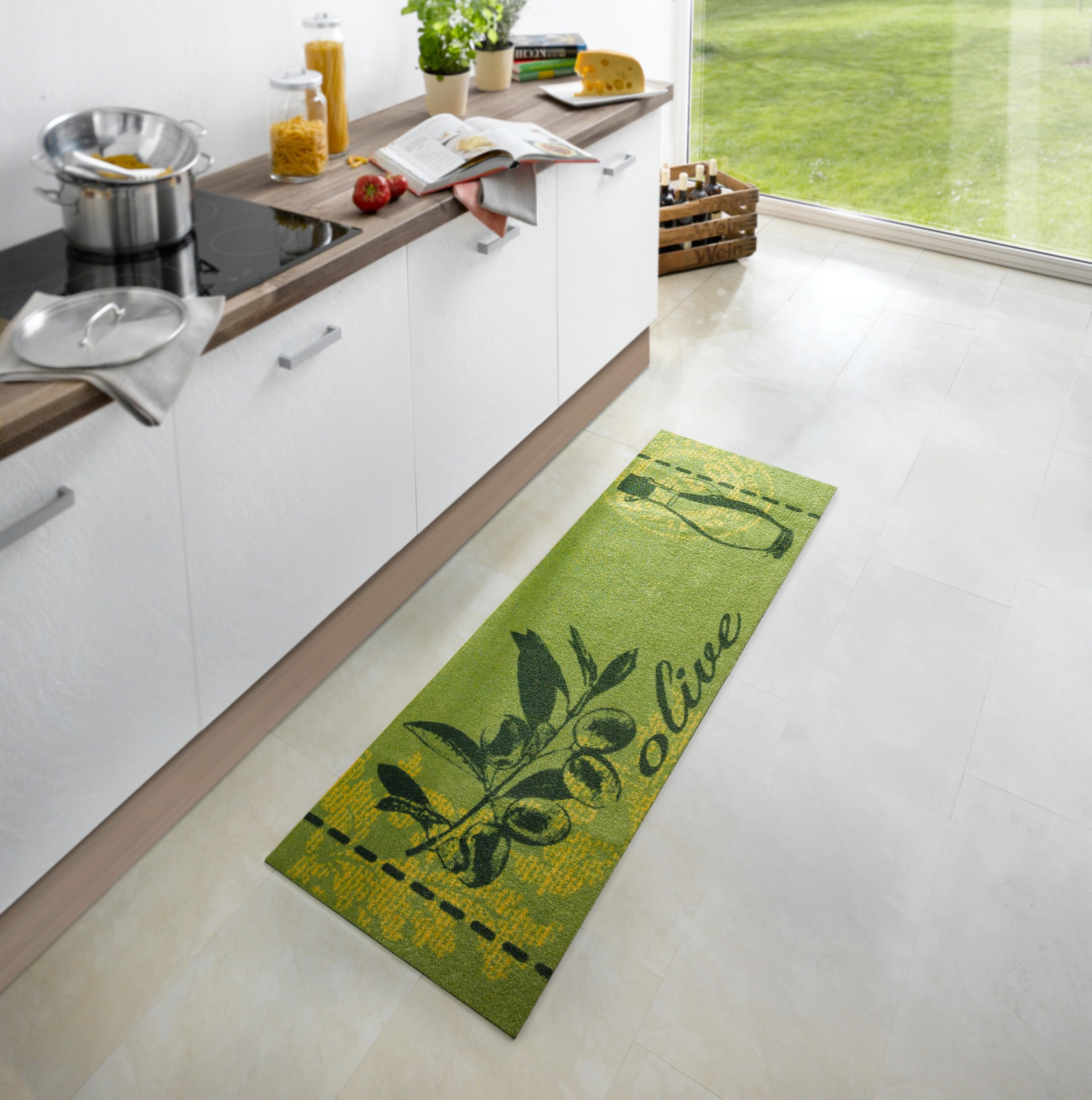 HANSE Home Küchenläufer »Olive«, rechteckig, 5 mm Höhe, Kurzflor, rutschfest, Mediterran, Waschbar, Robust, Kräftige Farben