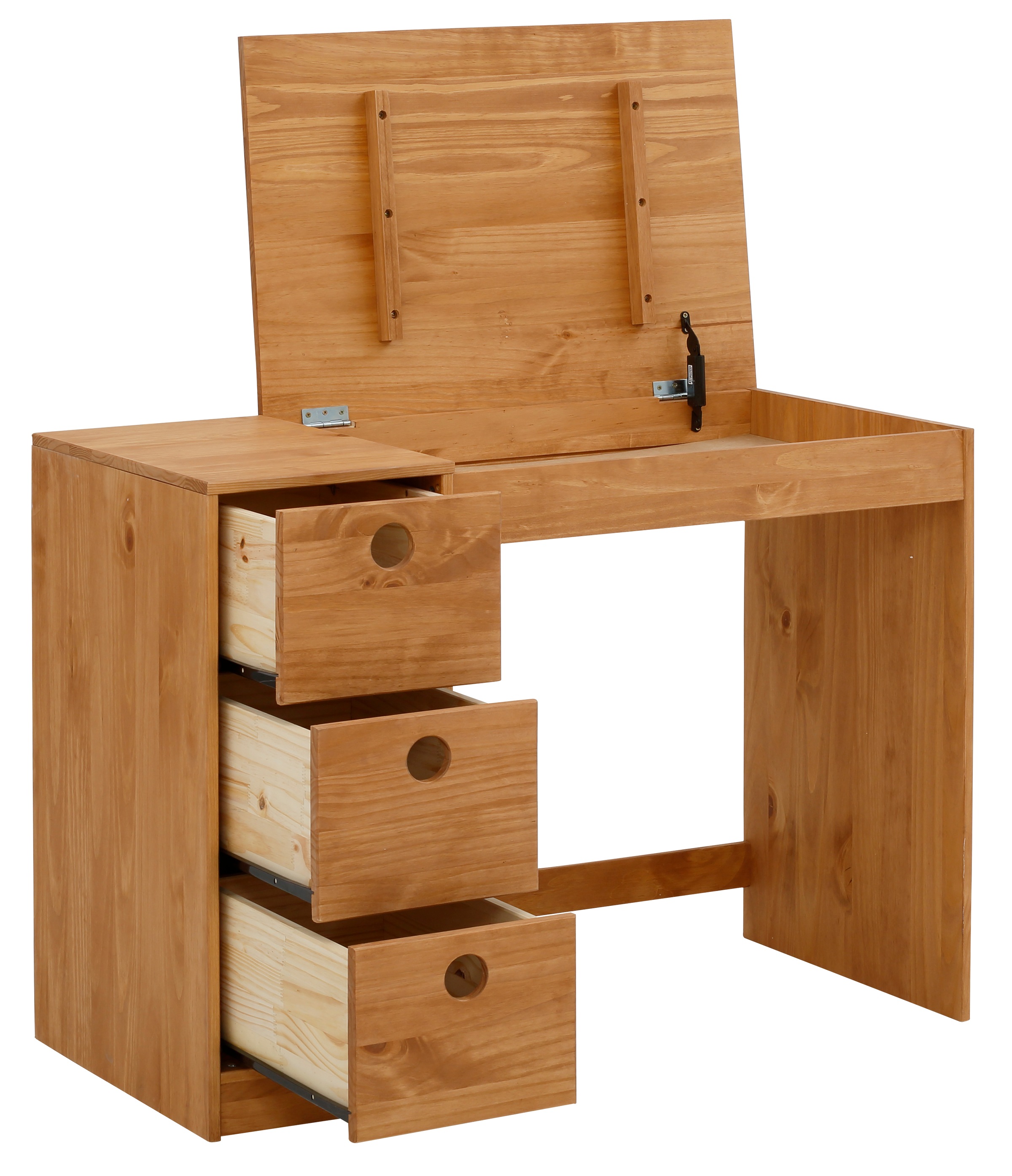 Kinderschreibtisch OTTO HOME "Alpi", beige (natur gebeizt, gewachst), B:100cm H:75cm T:50cm, Tische, Kinderschreibtisch, Kiefernholz, Wangengestell, mit 3 Schubkästen, Tischbreite 100 cm 2