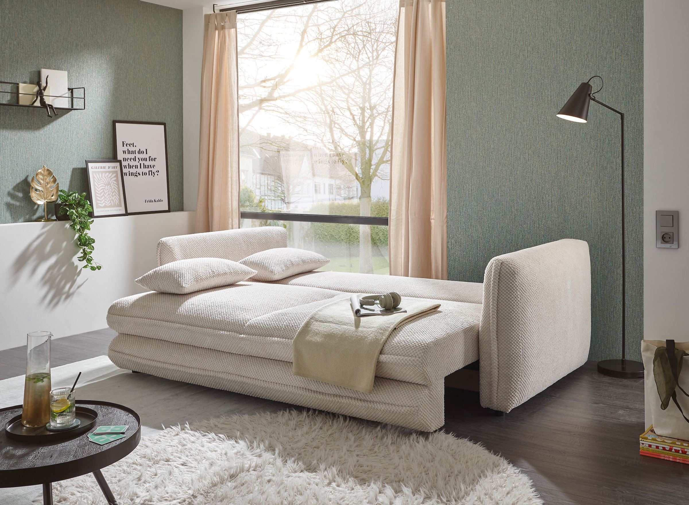 ED EXCITING DESIGN Schlafsofa »Stanley«, mit Bettkasten & 2 Zierkissen