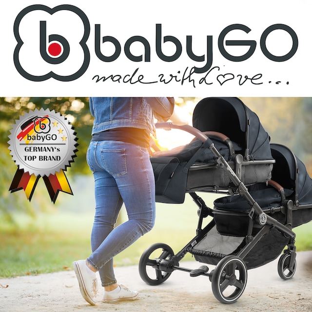 BabyGo Zwillingswagen »Twinner, Grey melange«, inkl. 2 Regenhauben, 2  Nachtlichter u. Wickeltasche; Geschwisterwagen ▷ für | BAUR