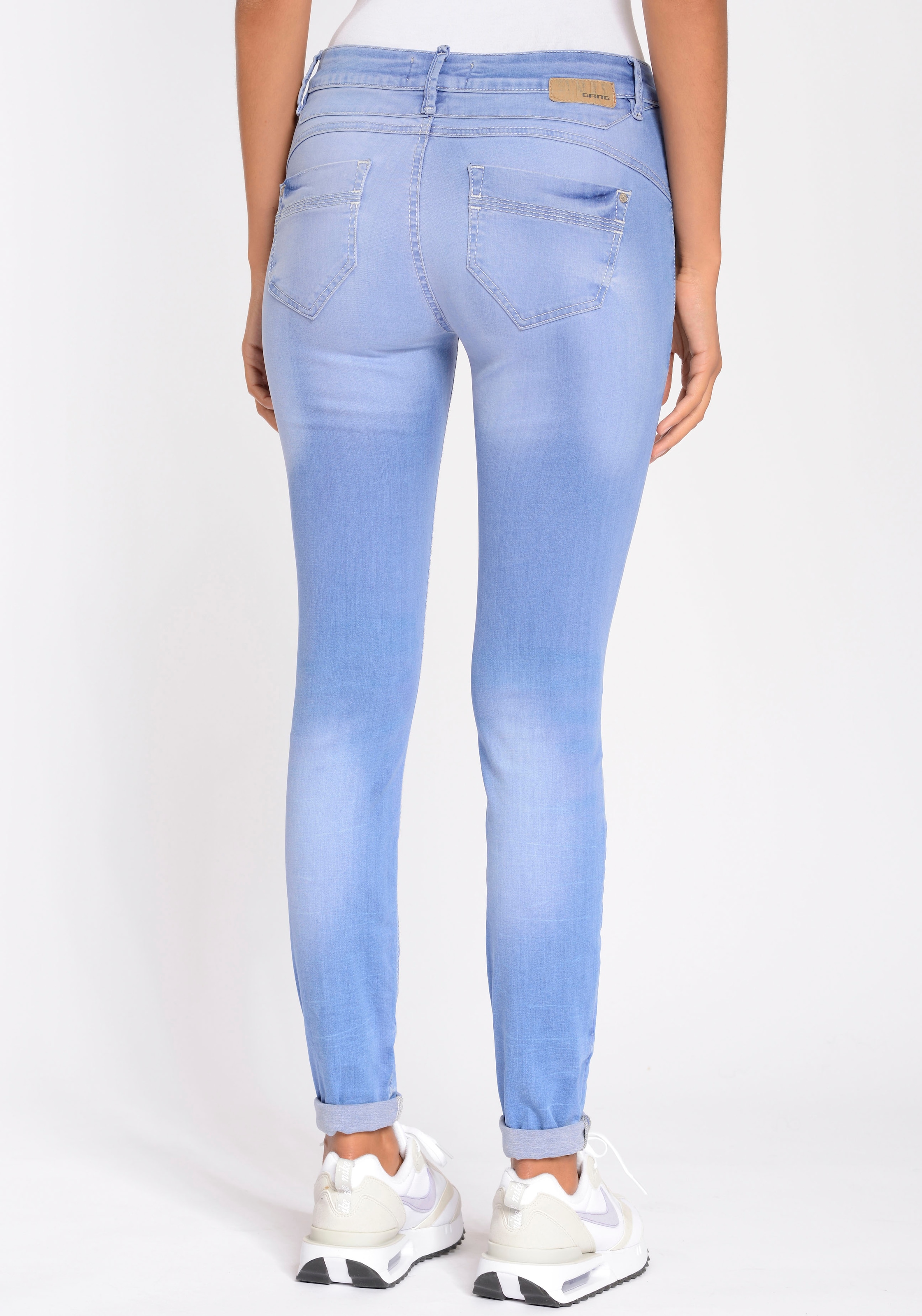 GANG Skinny-fit-Jeans »94NELE«, Dreieckseinsätzen für mit Stretch kaufen seitlichen und BAUR 