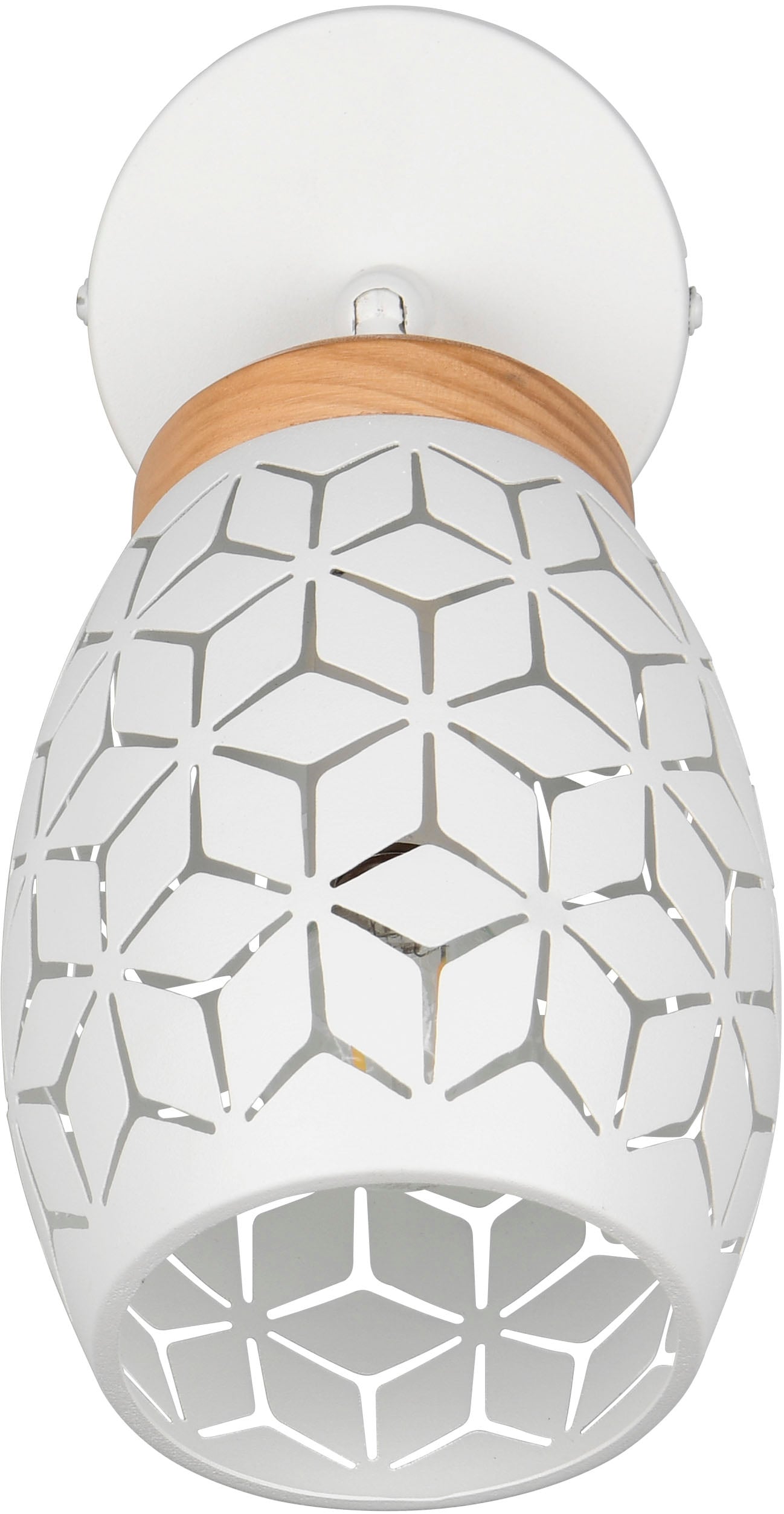 REALITY Leuchten Wandstrahler »BIDAR, Wandlampe mit verstellbarem Spot, exkl 1x E14 max 10W«, 1 flammig, Leuchtmittel E14 | Leuchtmittel wechselbar, Kippschalter ON/OFF, Metall-Lampenschirm Lasercut Optik Ø 12cm