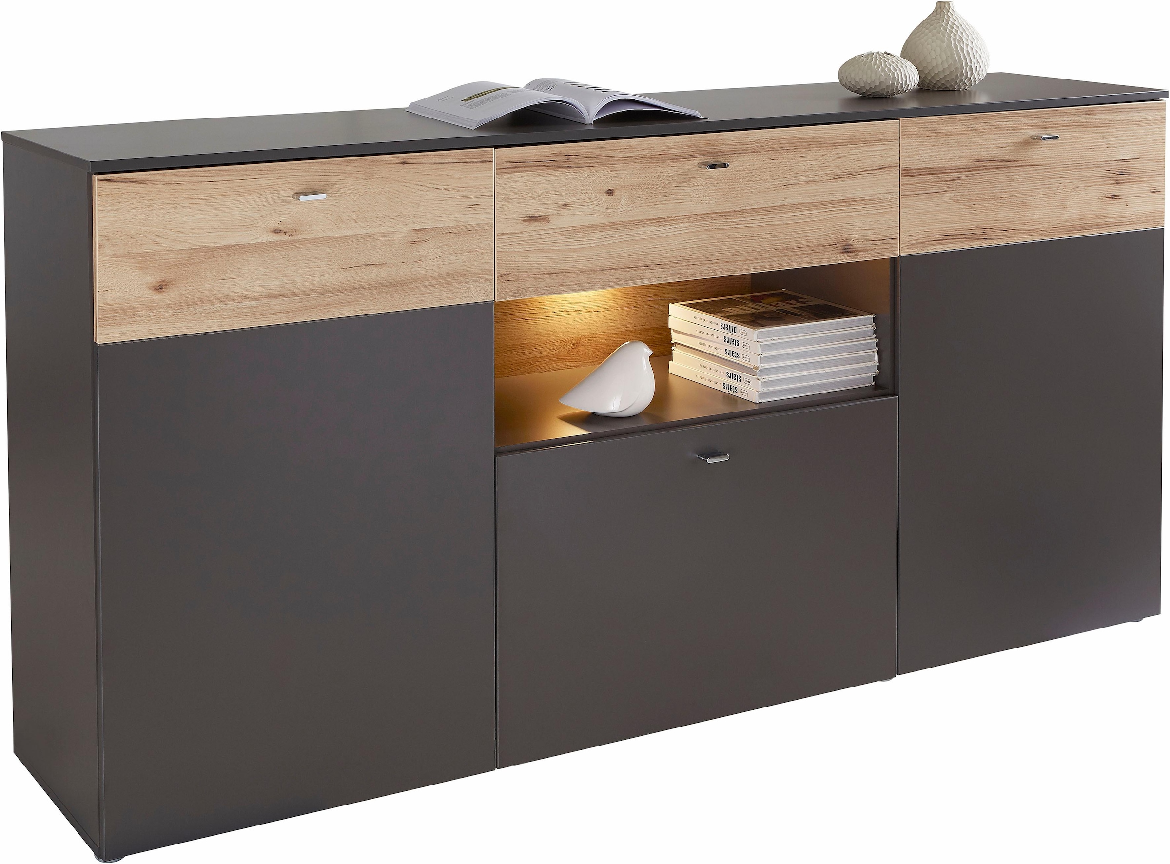 FORTE Sideboard »Como«, Kommode, Stauraumschrank, LED Beleuchtung, Soft Close, Stauraum