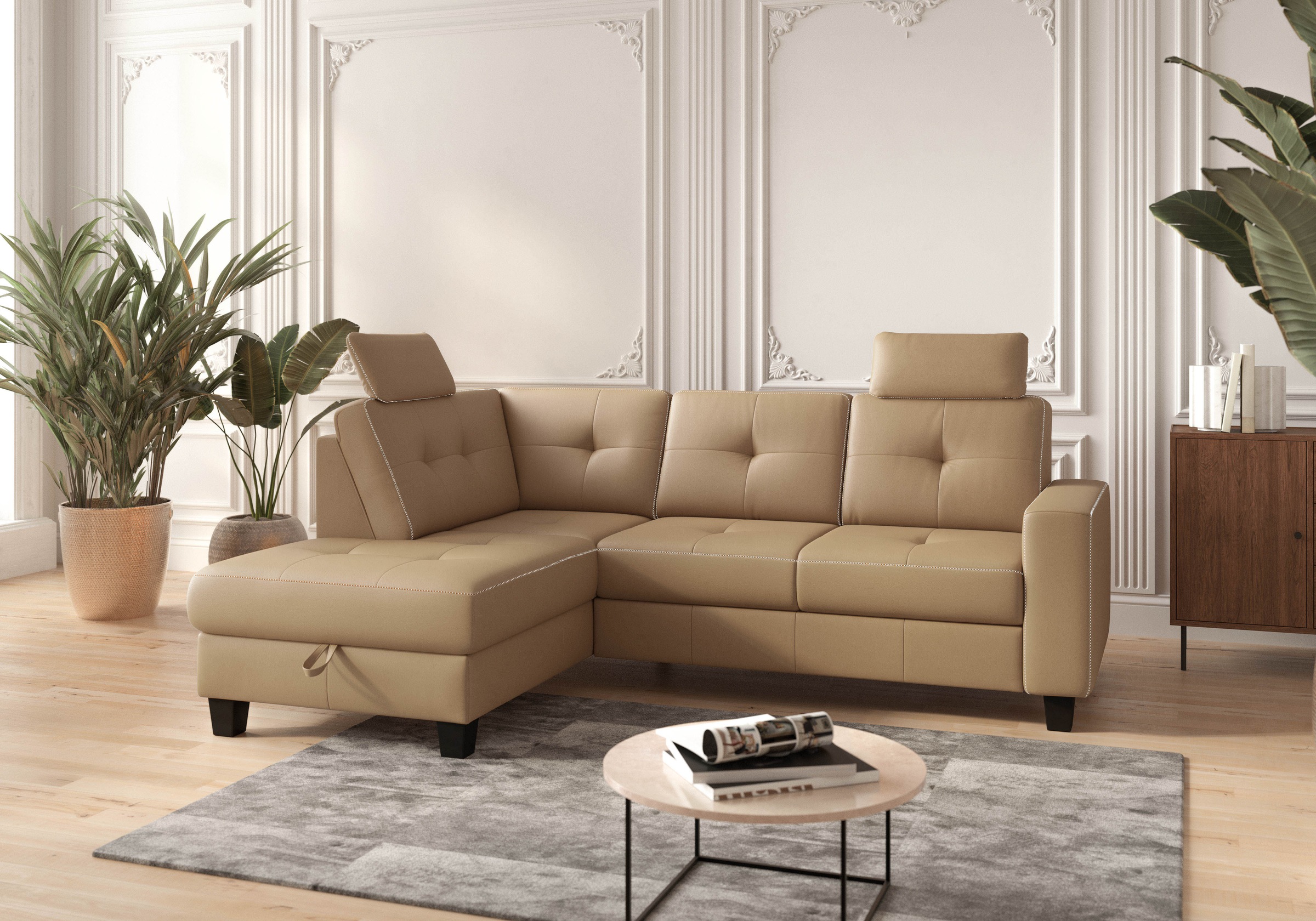 Places of Style Ecksofa »Varese«, wahlweise mit Bettfunktion und Bettkasten