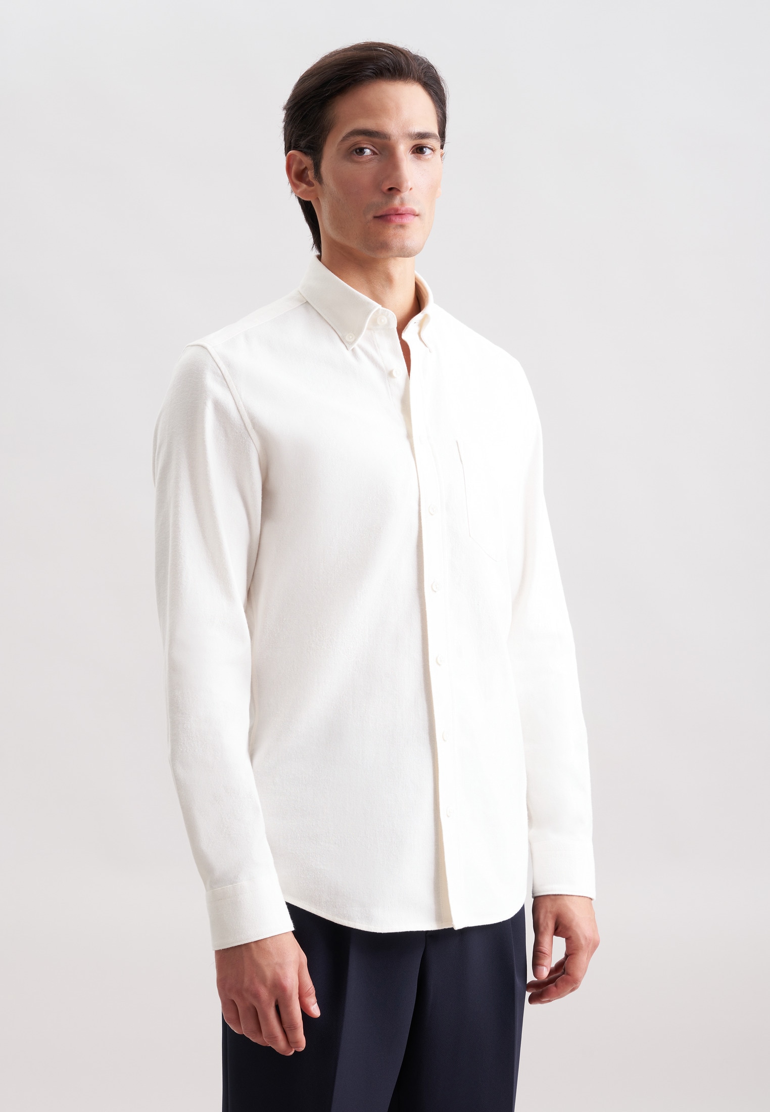 seidensticker Flanellhemd Slim 1/1 Button-Down-Kragen Uni günstig online kaufen