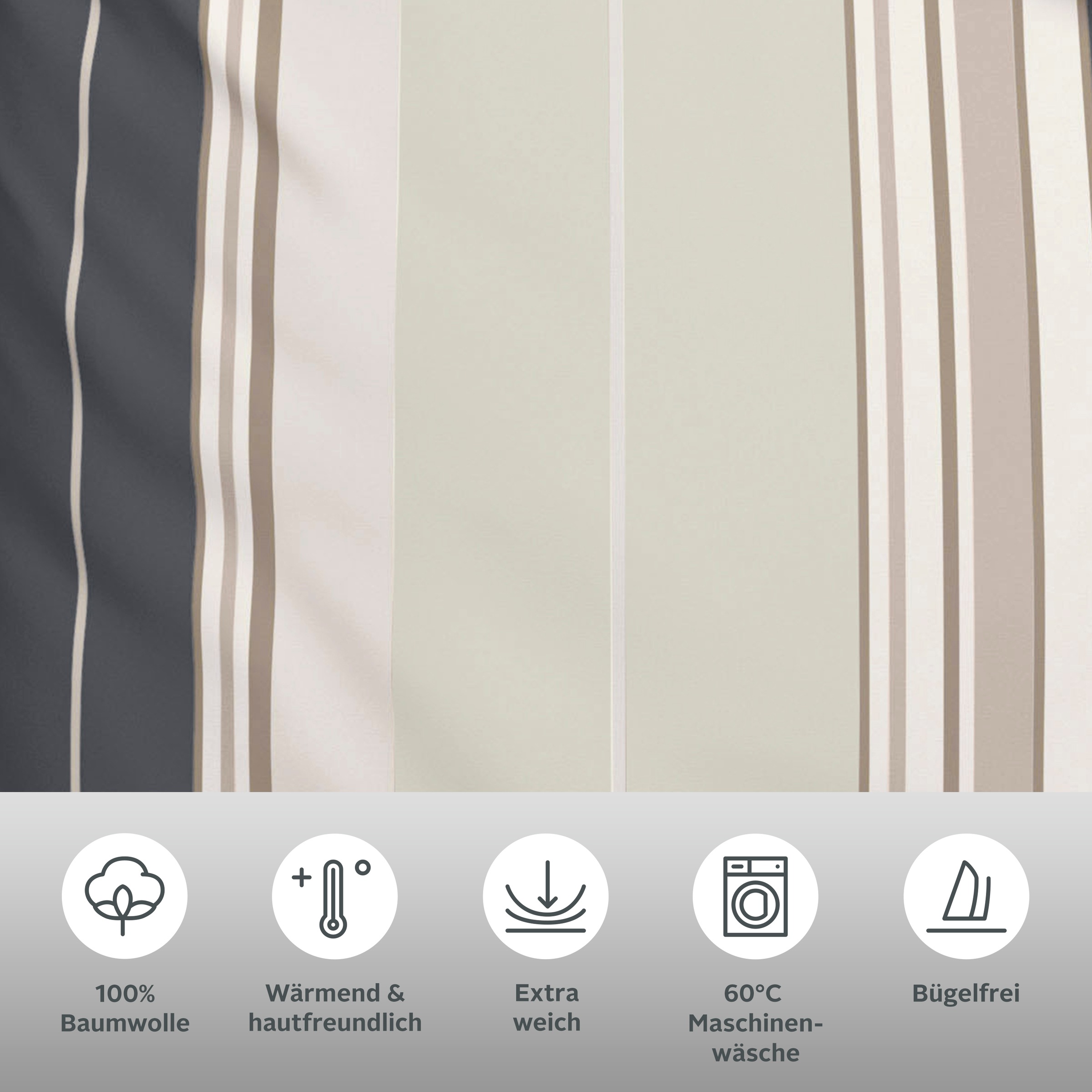 Thumbnail - H.I.S Bettwäsche "Golfi in Gr. 135x200 oder 155x220 cm" 2 Bettwäsche aus Baumwolle, sportliche Bettwäsche mit Streifen