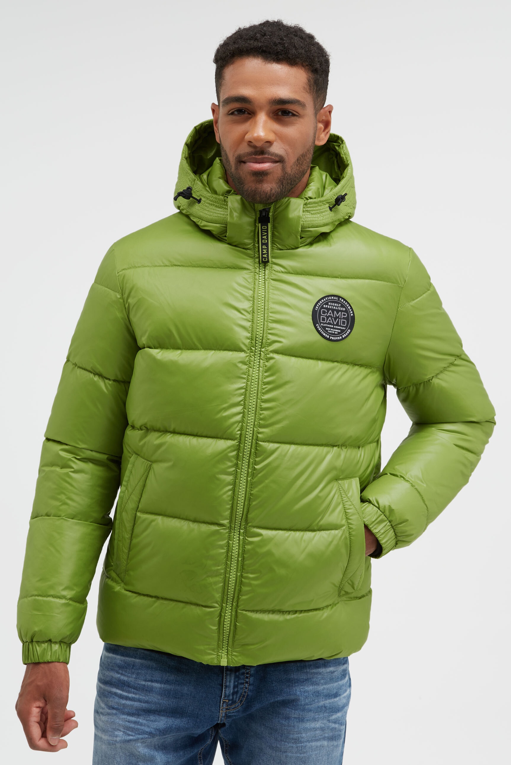 CAMP DAVID Winterjacke mit Kapuze mit Elastikbündchen