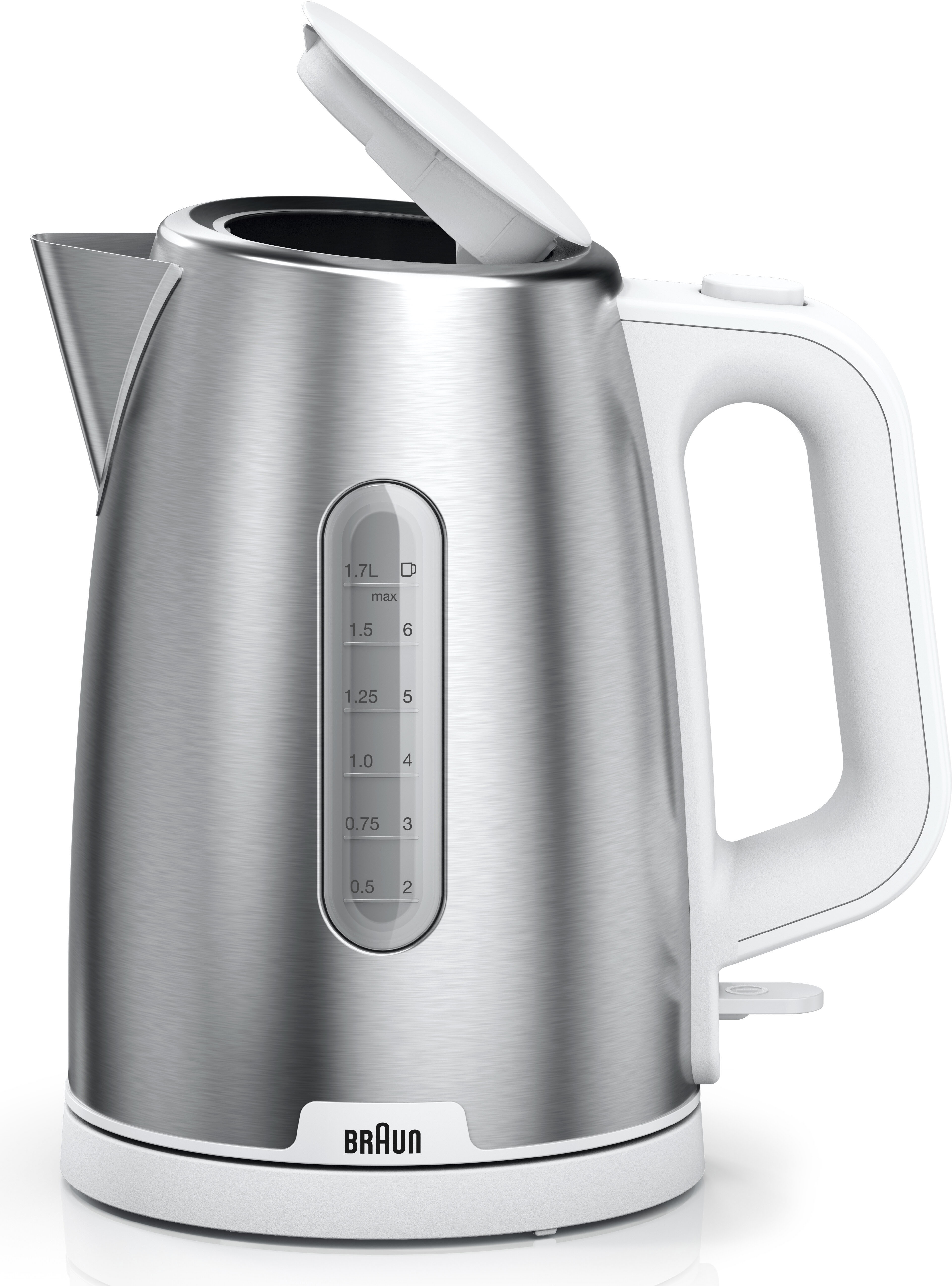 Braun 1100000002199 "PurShine WK 1500 WH - 1,7 L, Schnellkochsystem, Anti-Kalk Filter" 1,7 l 2200 W 2.000 W, Kocht 200 ml in 45 Sek., 360 Grad Heitzsockel